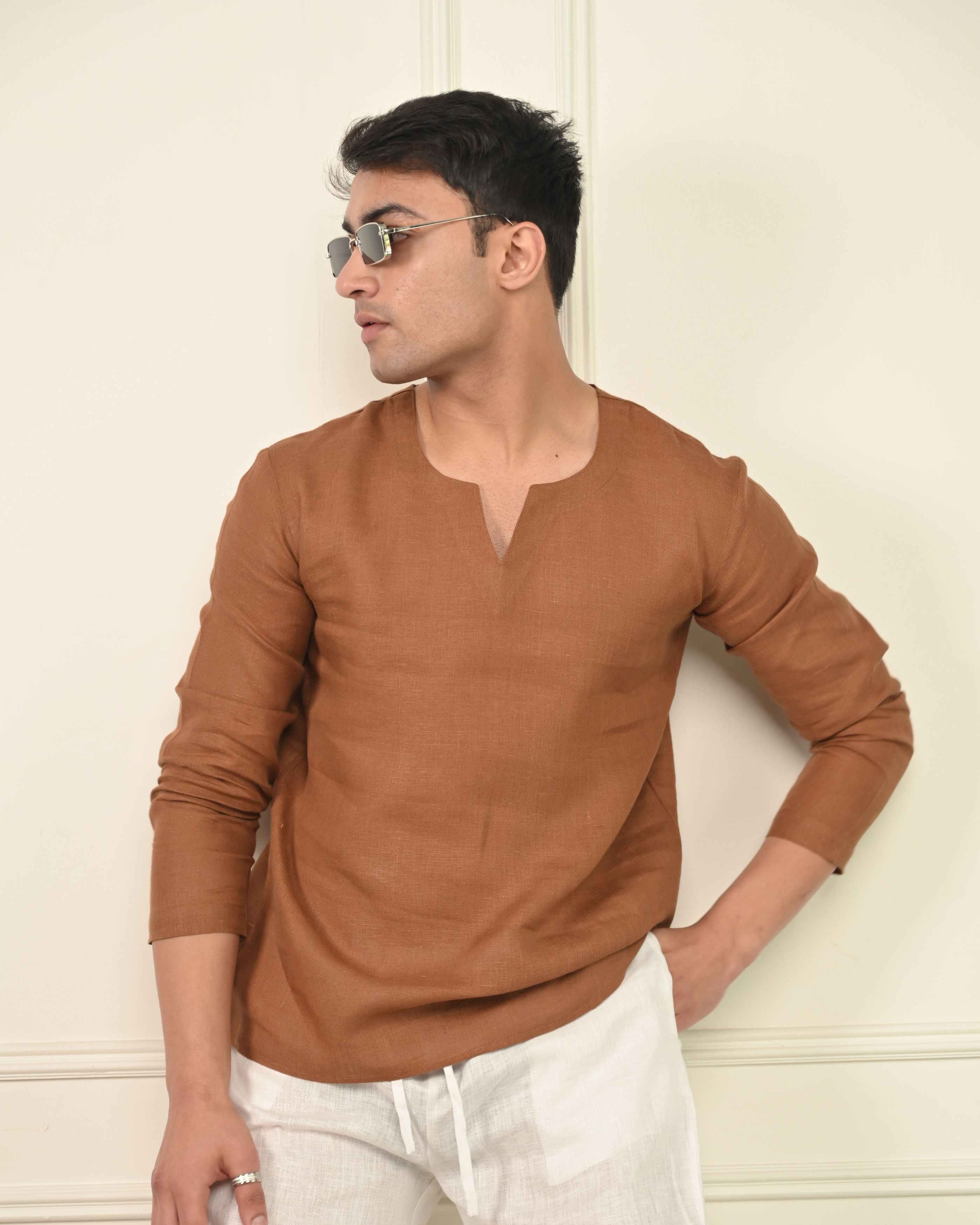 Pure Linen Semi Formal Kurta