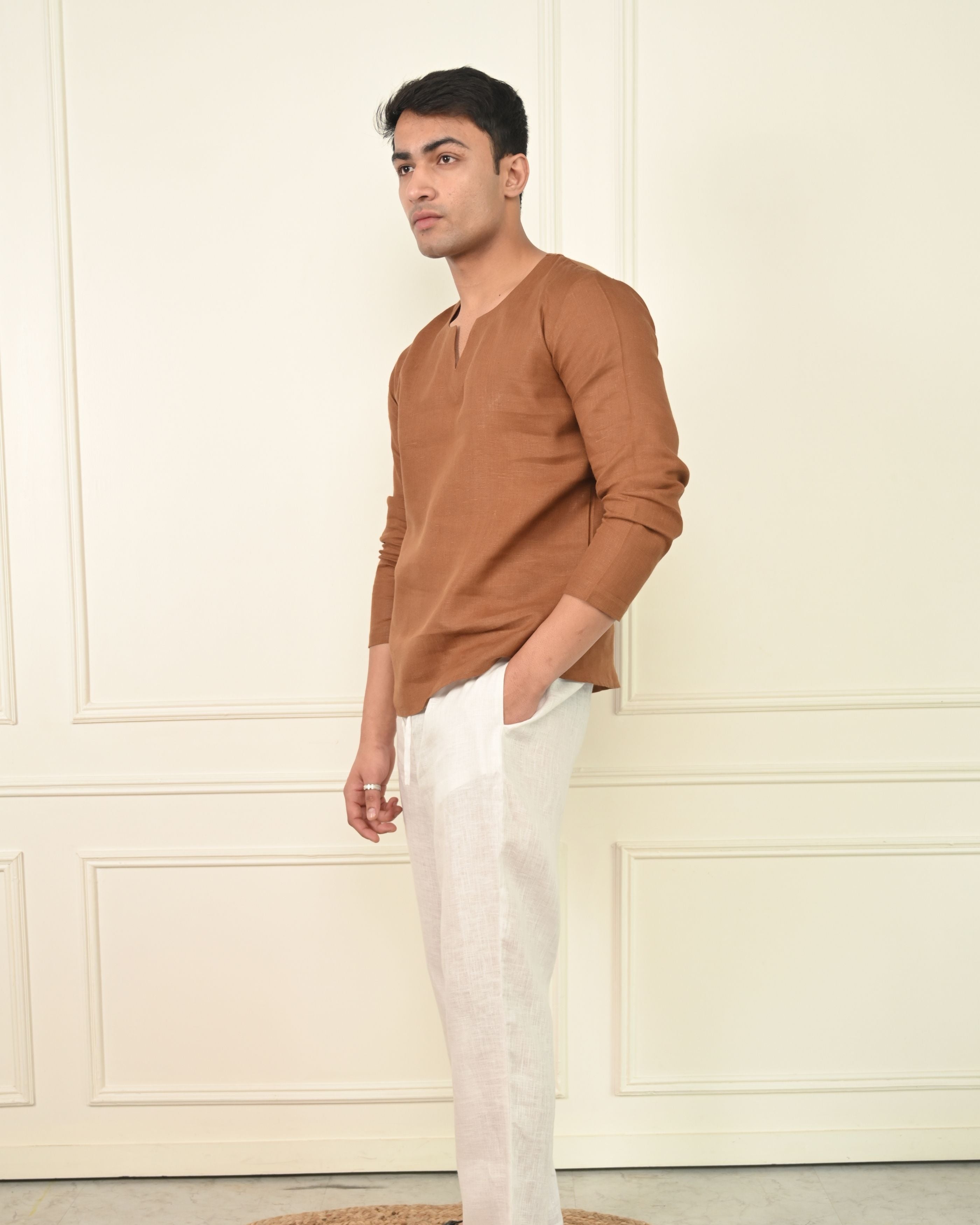 Pure Linen Semi Formal Kurta