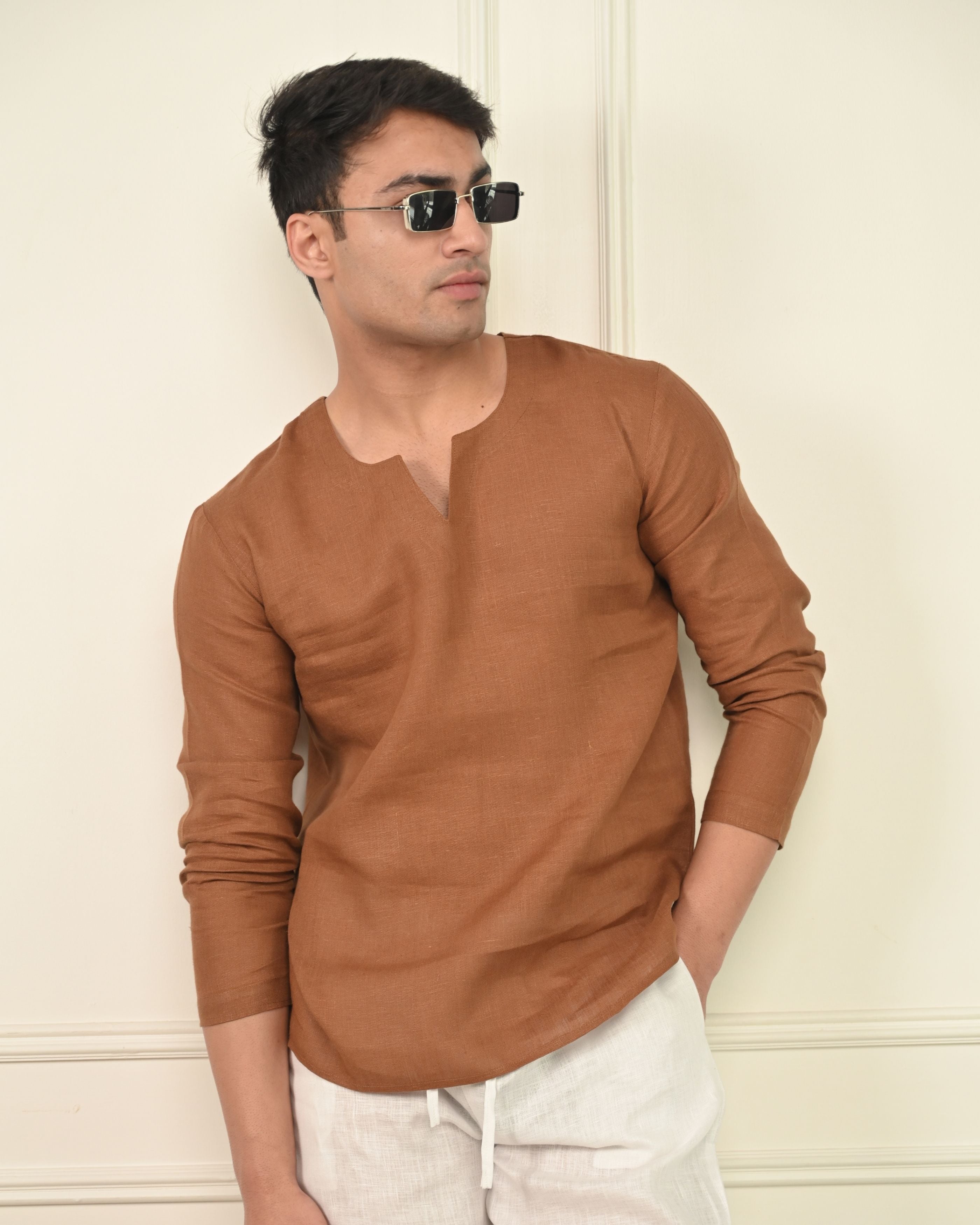 Pure Linen Semi Formal Kurta