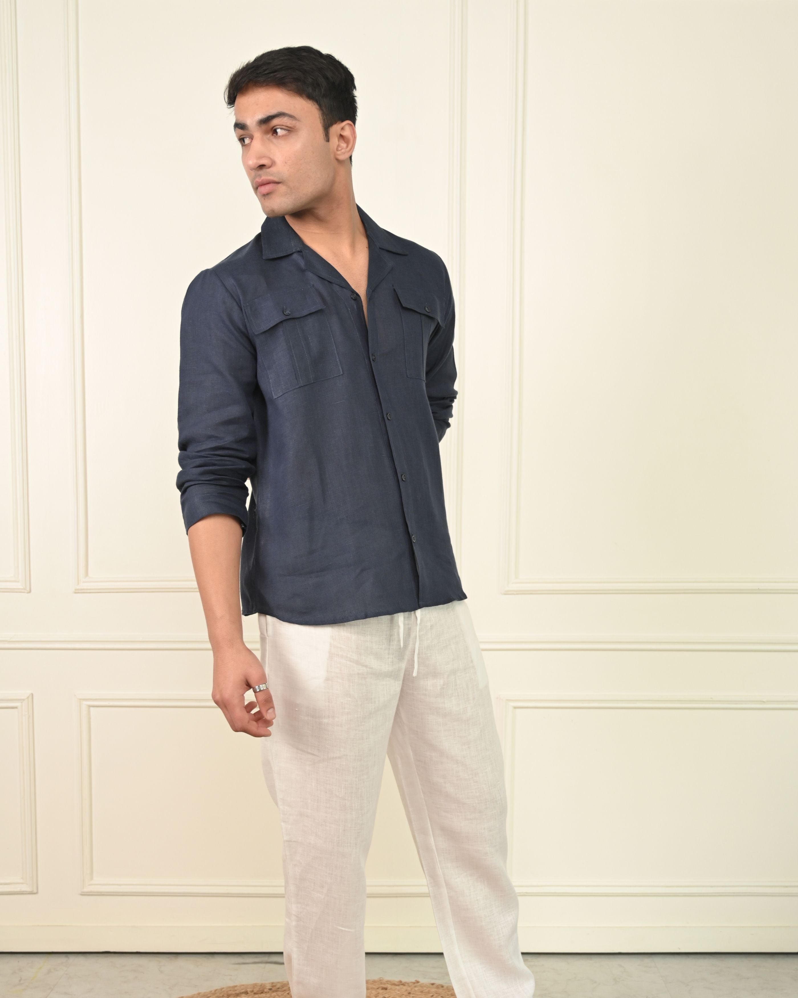 Pure Linen Full Sleeves V Neck Desirable Kurta