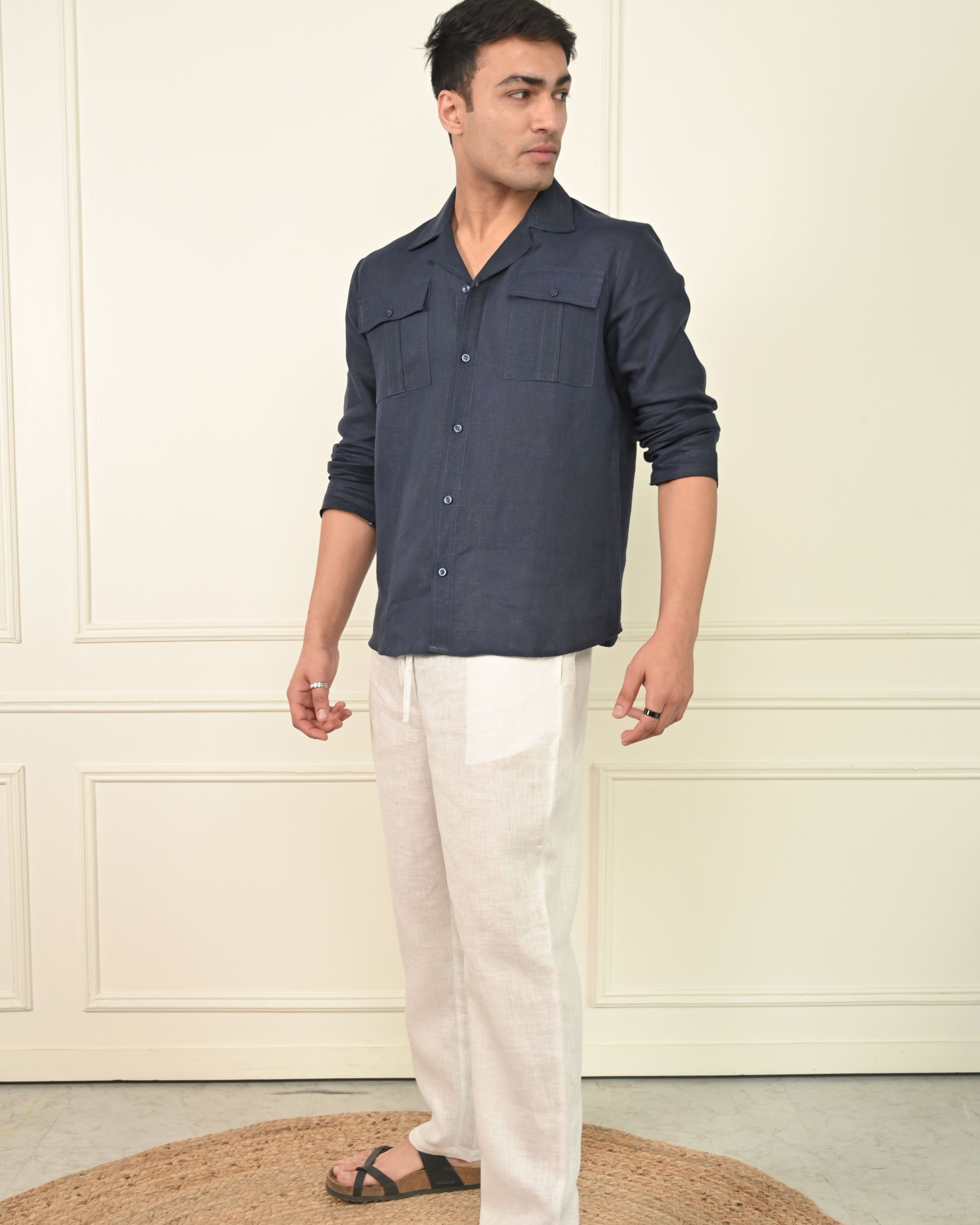 Pure Linen Full Sleeves V Neck Desirable Kurta