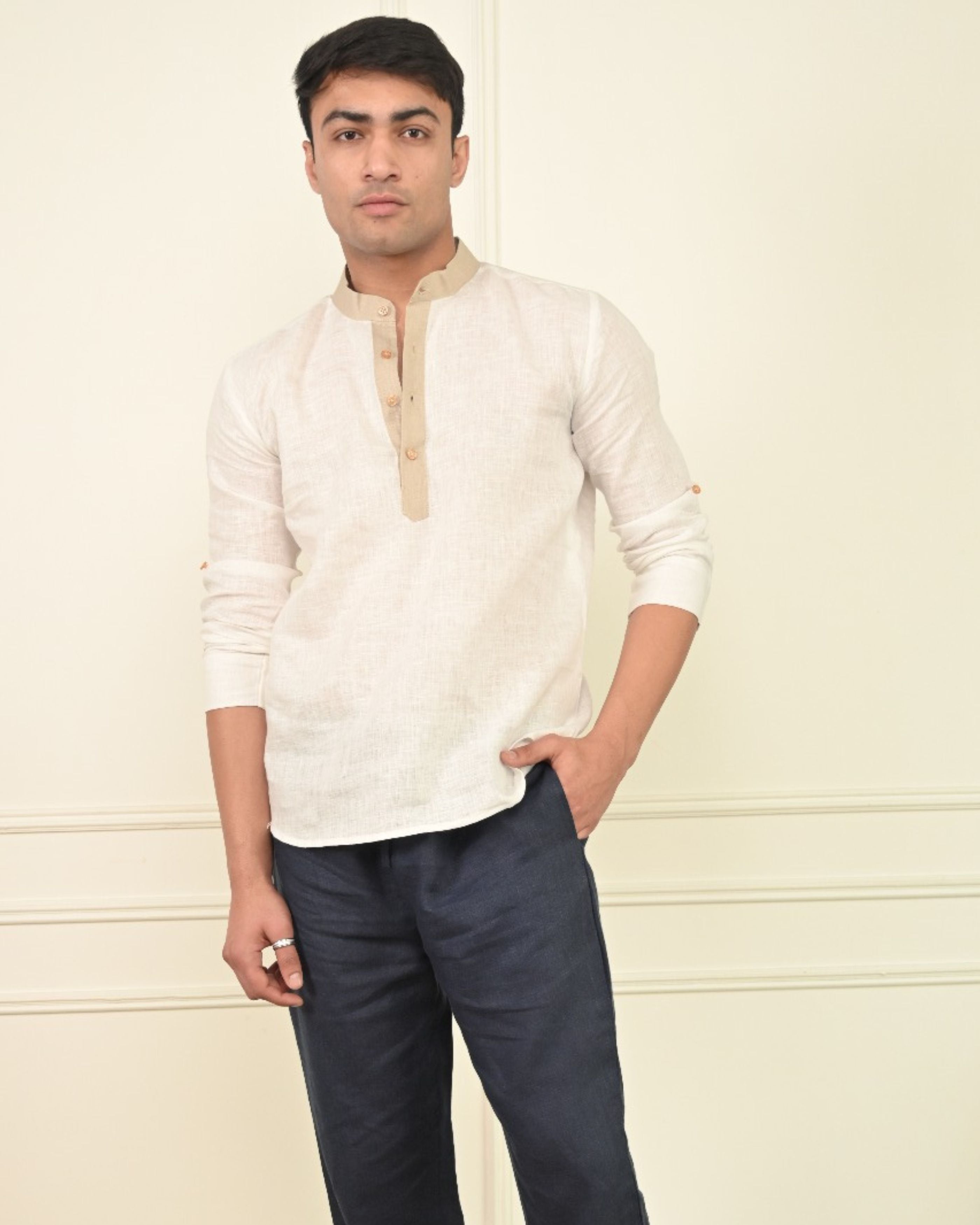 Pure Linen Mandarin Collar Comfortable Kurta