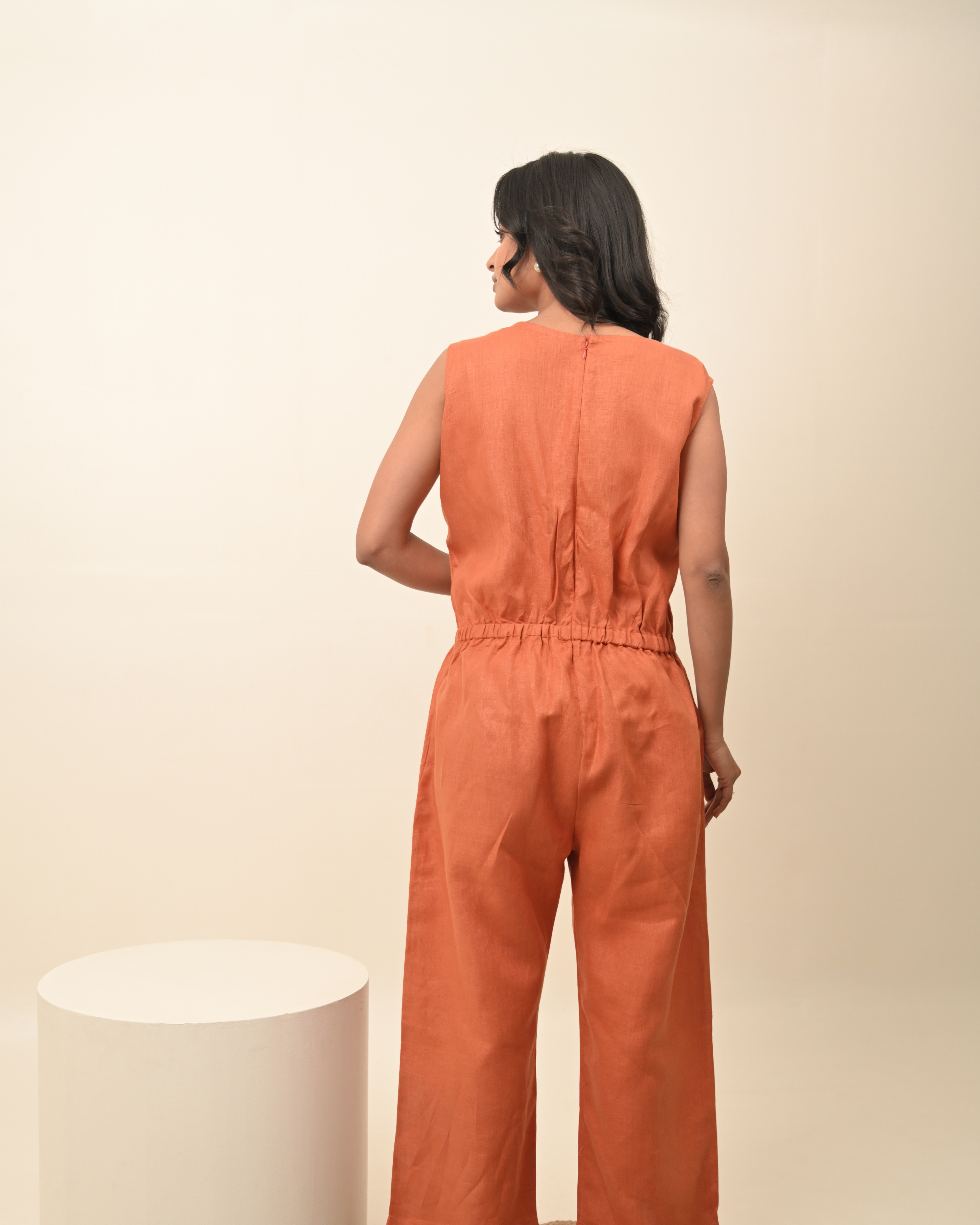 Pure Linen Stylish Jumpsuit