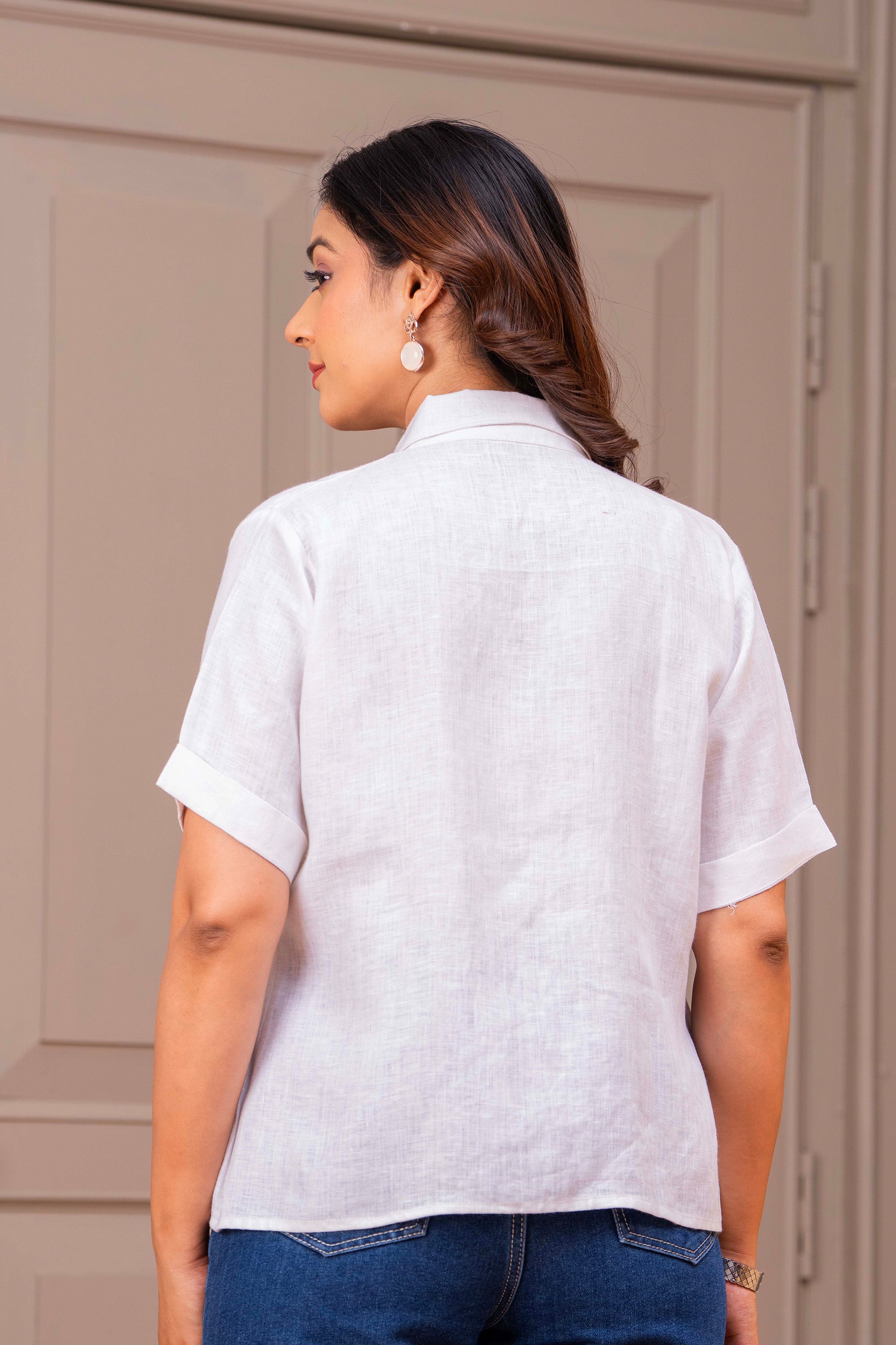 COTTON LINEN SHIRT WITH HANDPAINT