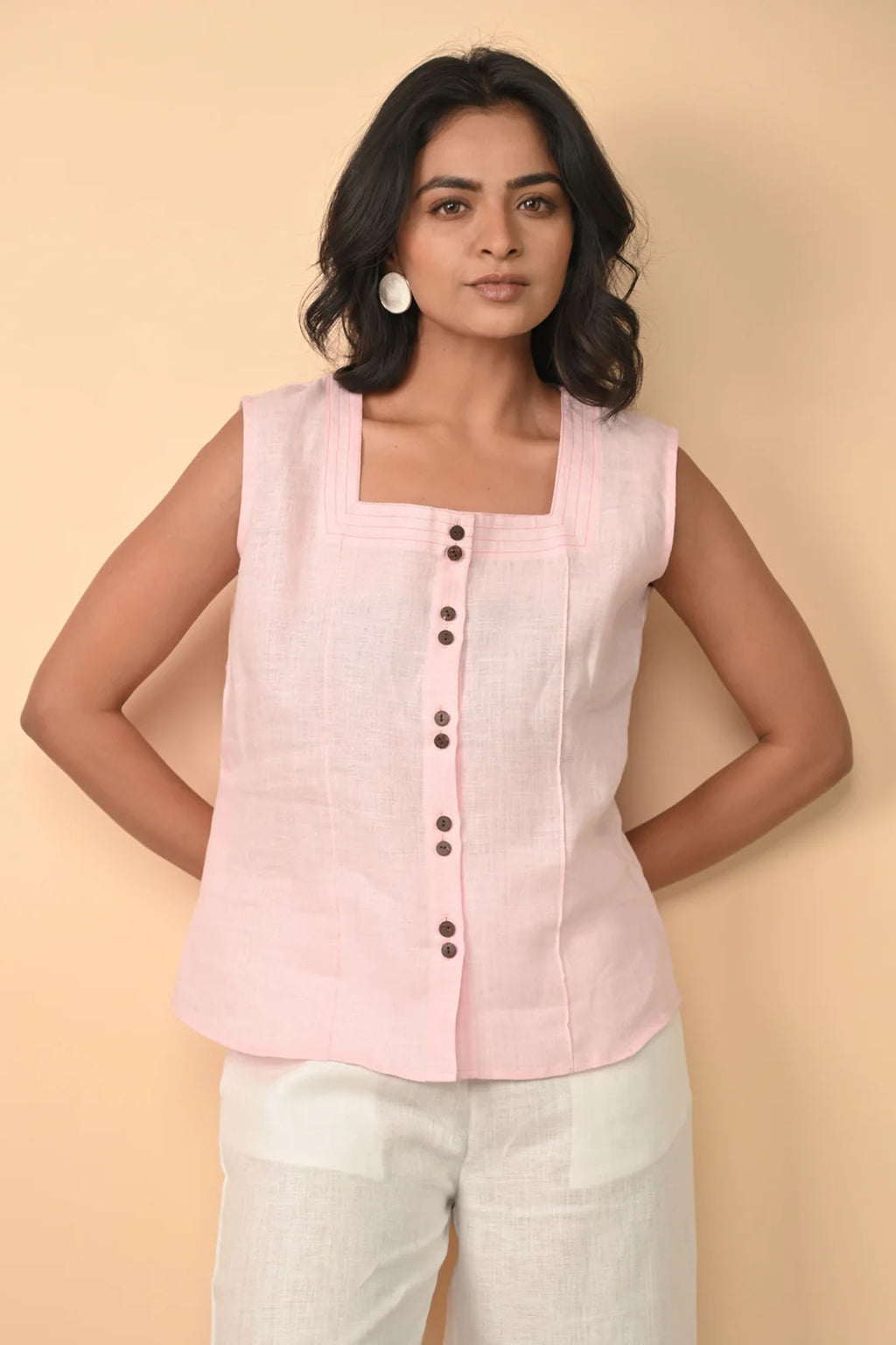 Pure Linen Pink Short Top