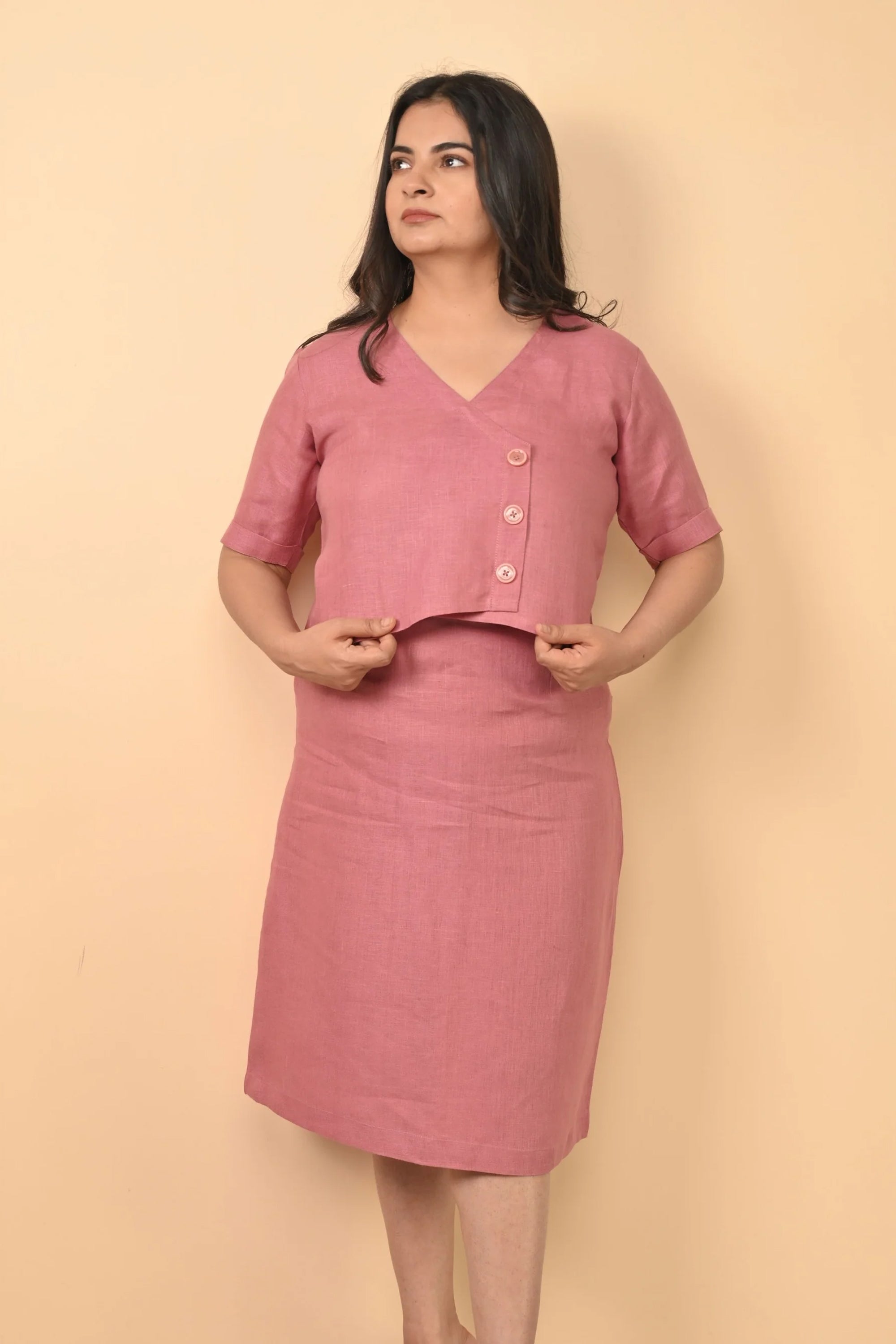 Pure Linen Skirt With Short Top