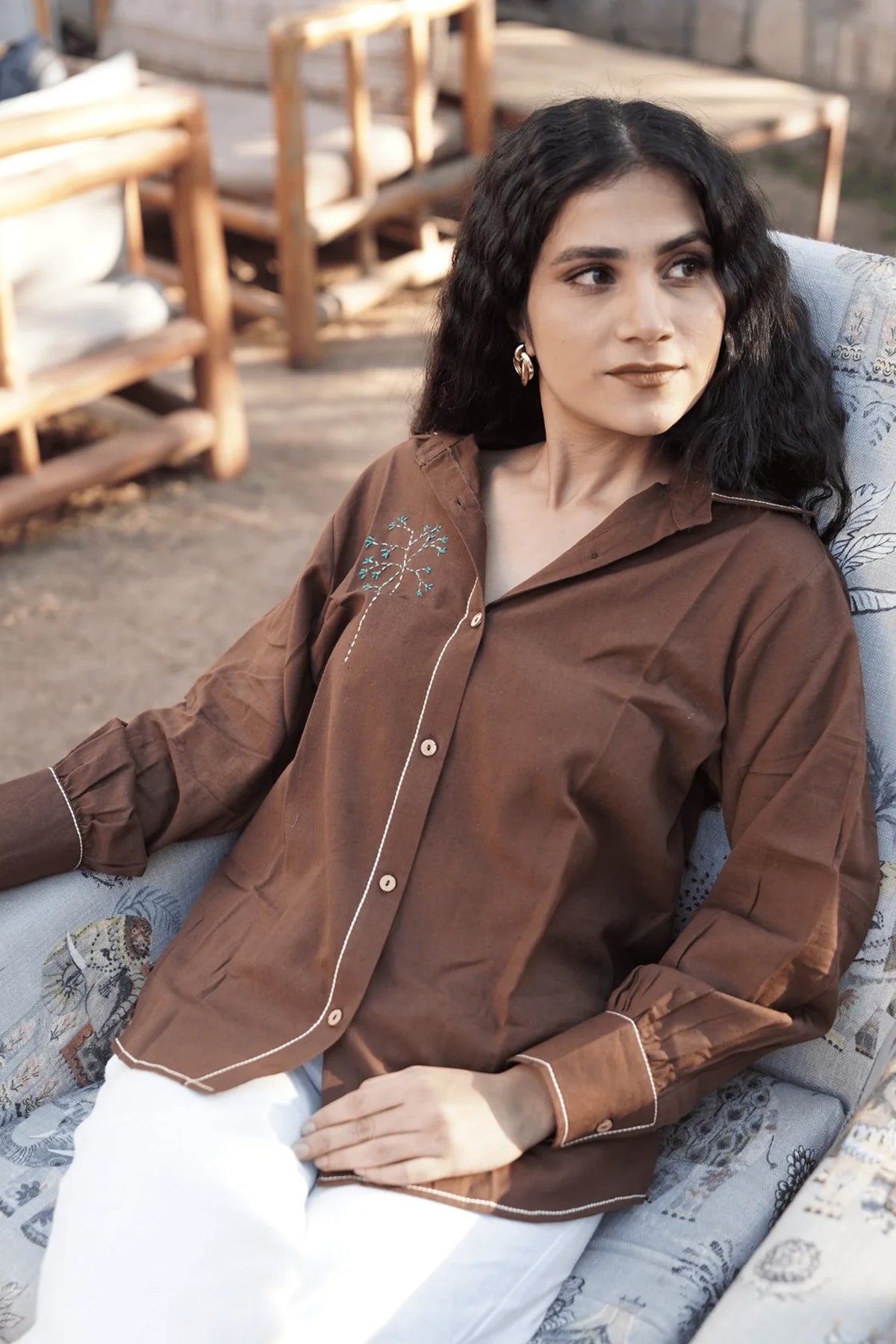 DARK BROWN PALM SHIRT