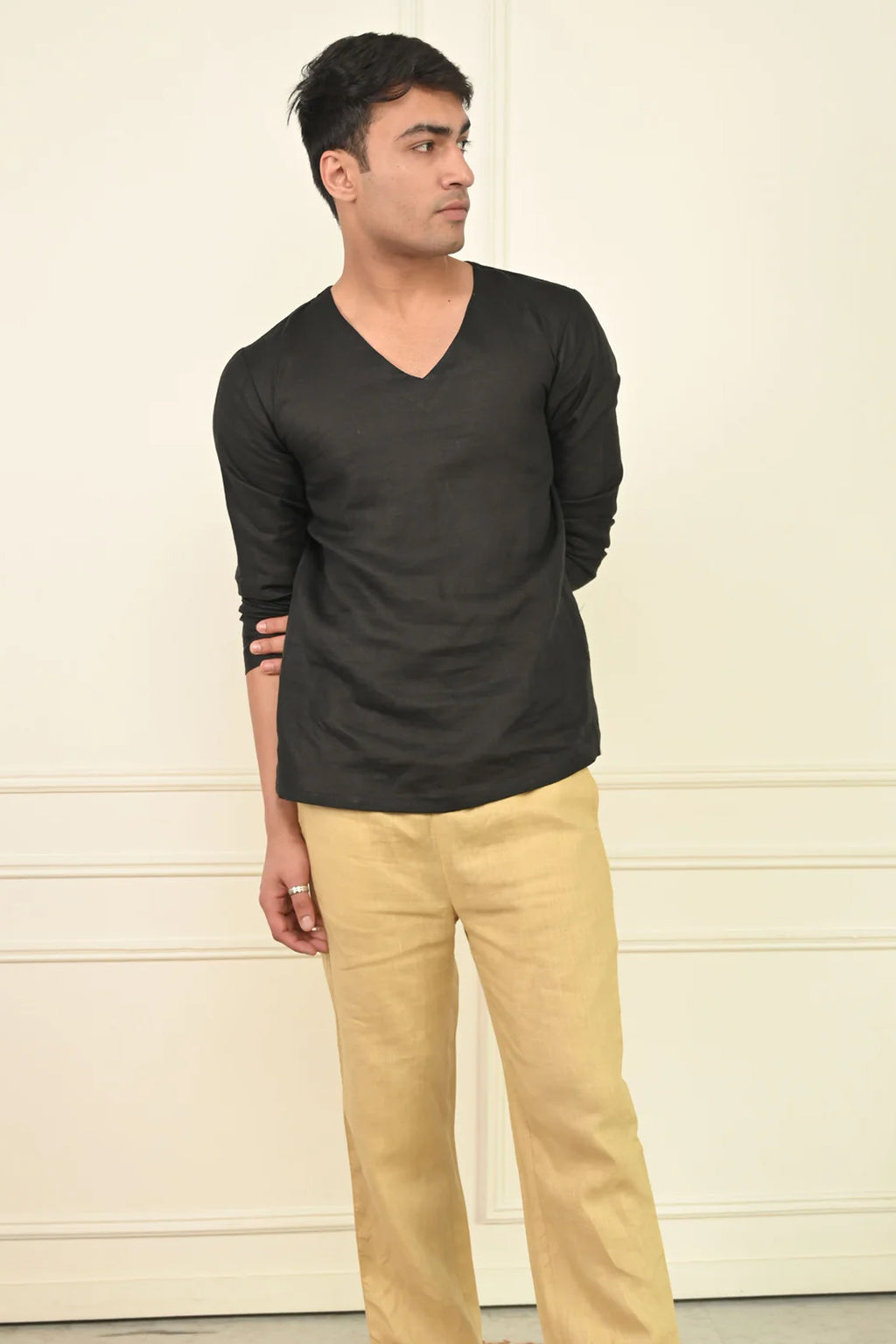 Pure Linen V Neck Casual Kurta