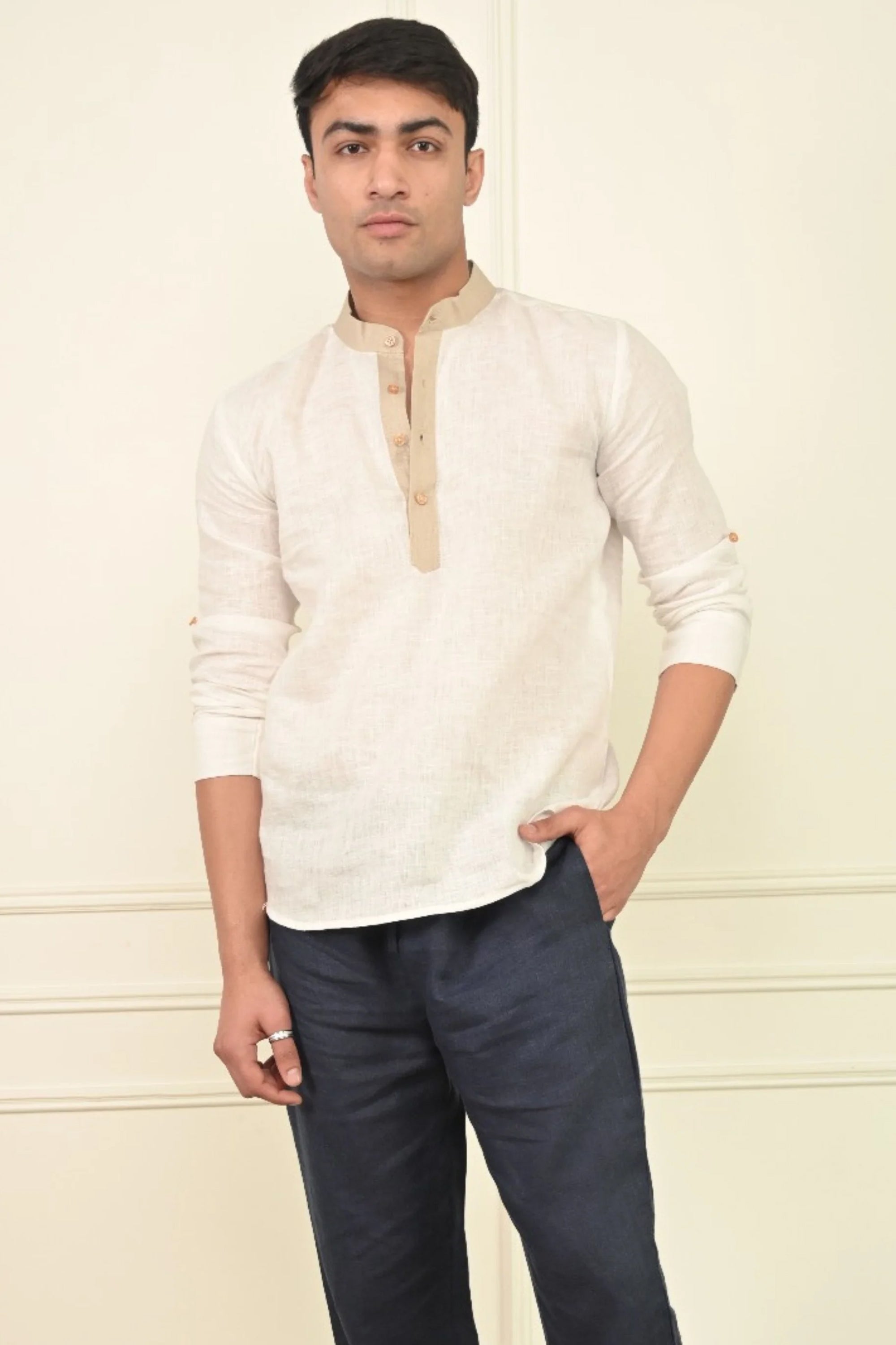 Pure Linen Mandarin Collar Comfortable Kurta