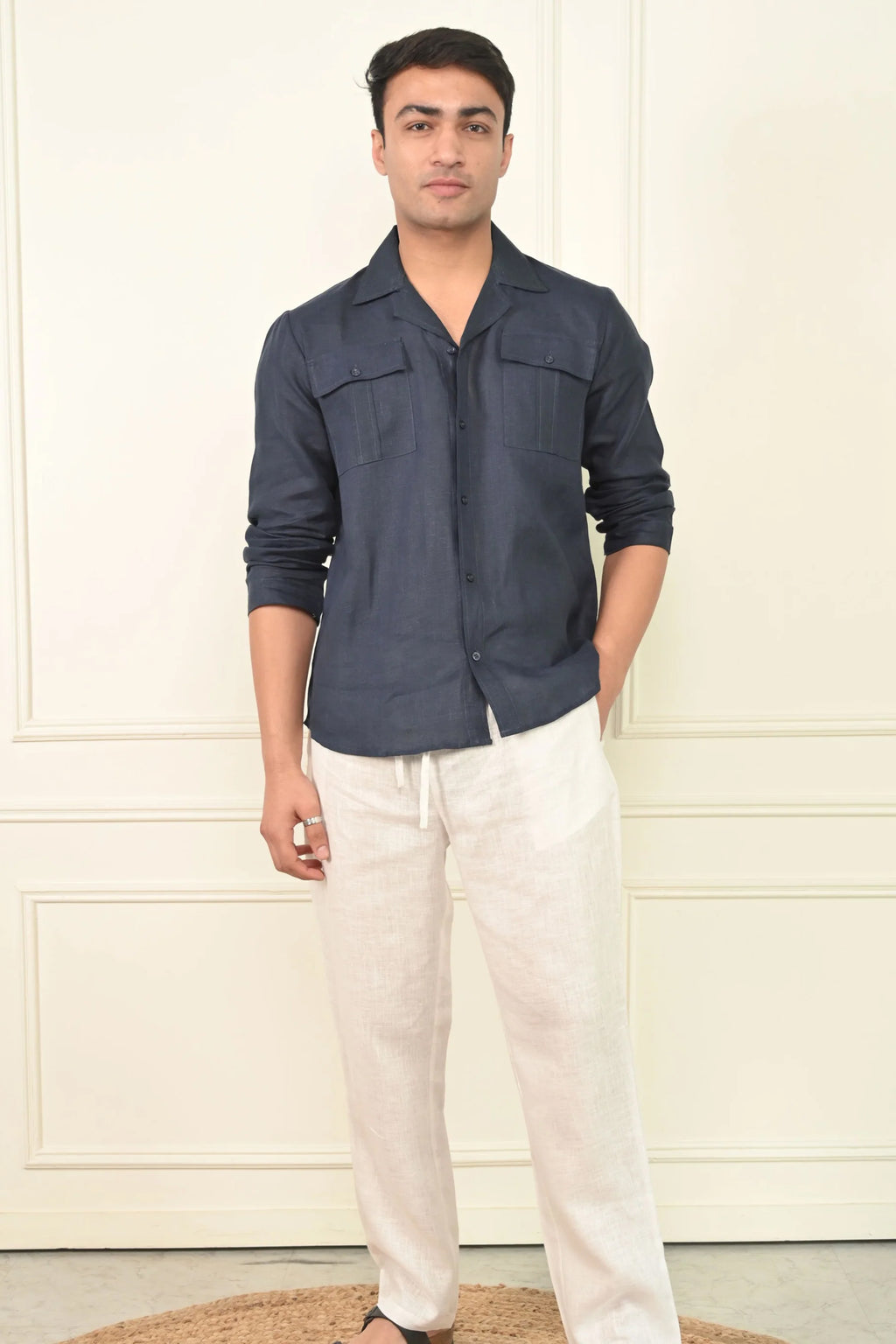 Pure Linen Full Sleeves V Neck Desirable Kurta