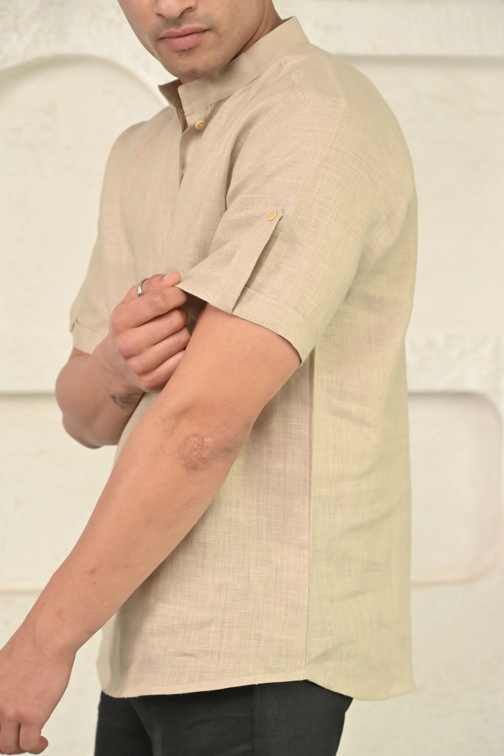 Pure Linen Mandarin Collar Kurta