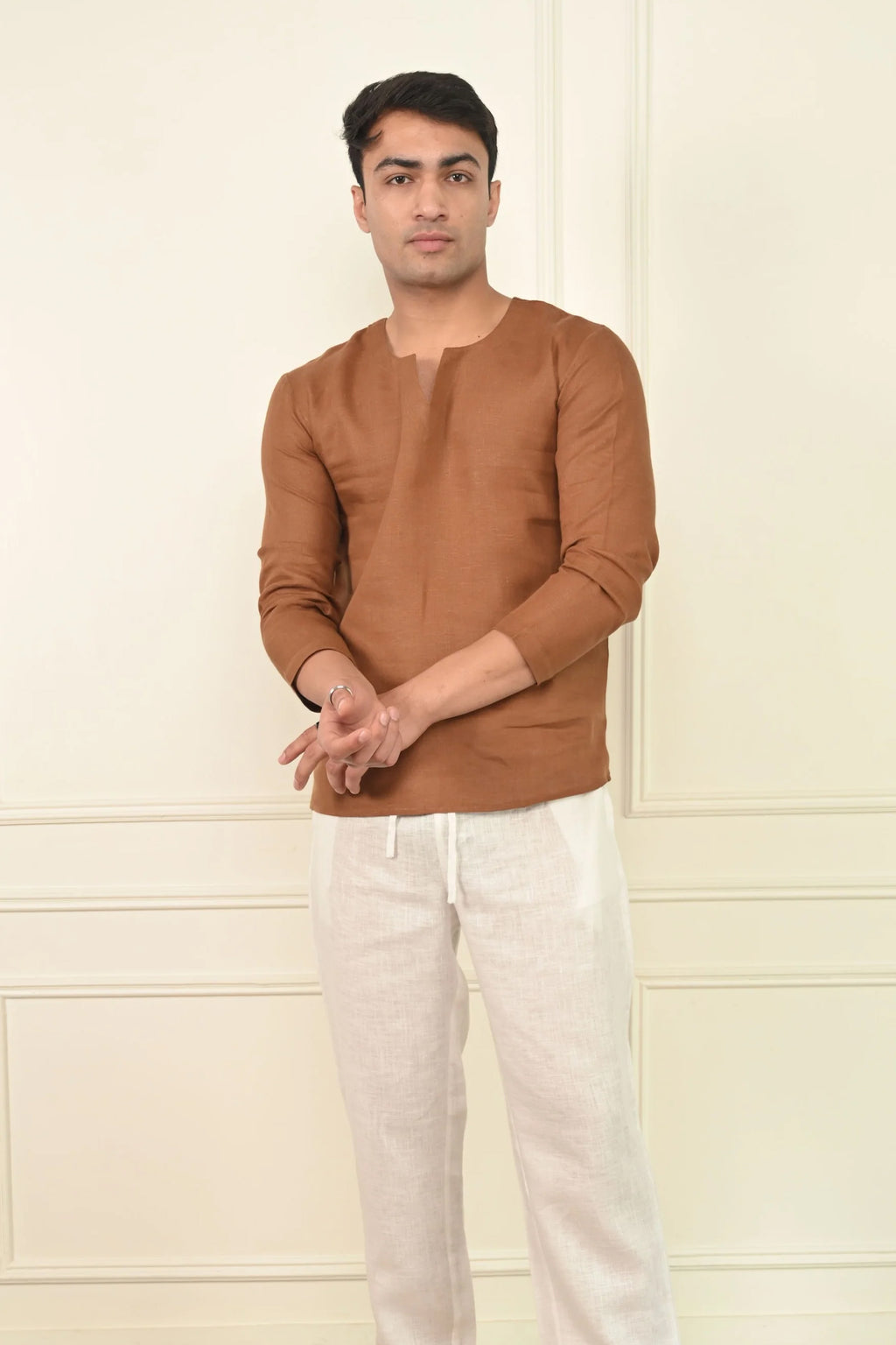 Pure Linen Semi Formal Kurta