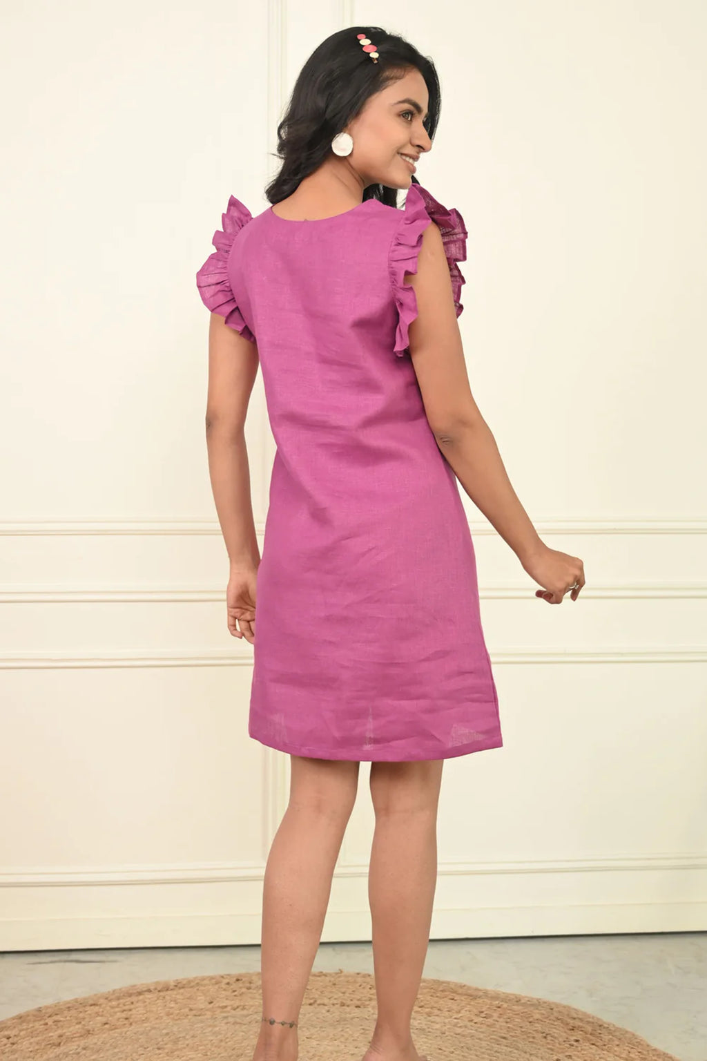 Pure Linen Pink Modish Dress