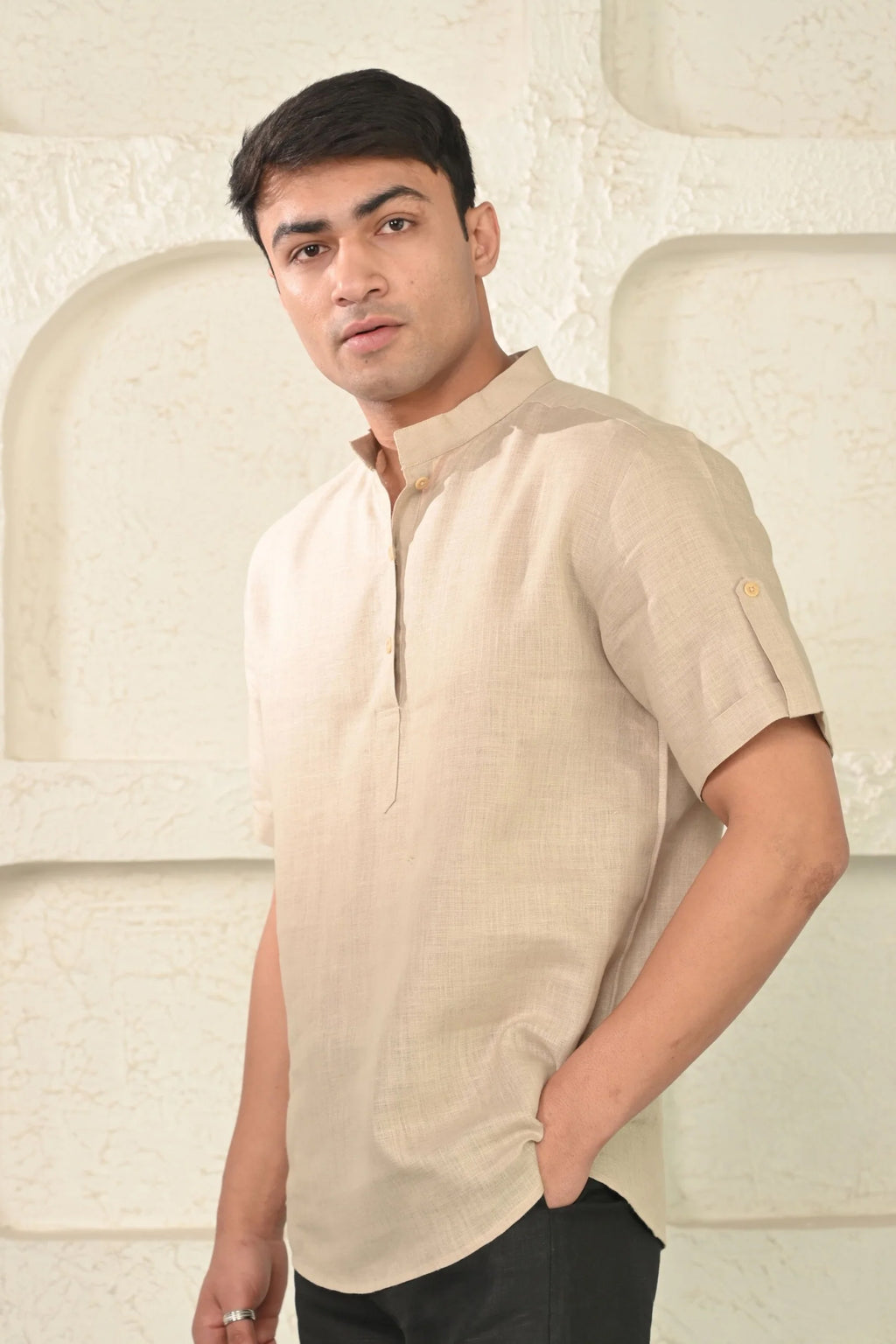 Pure Linen Mandarin Collar Kurta