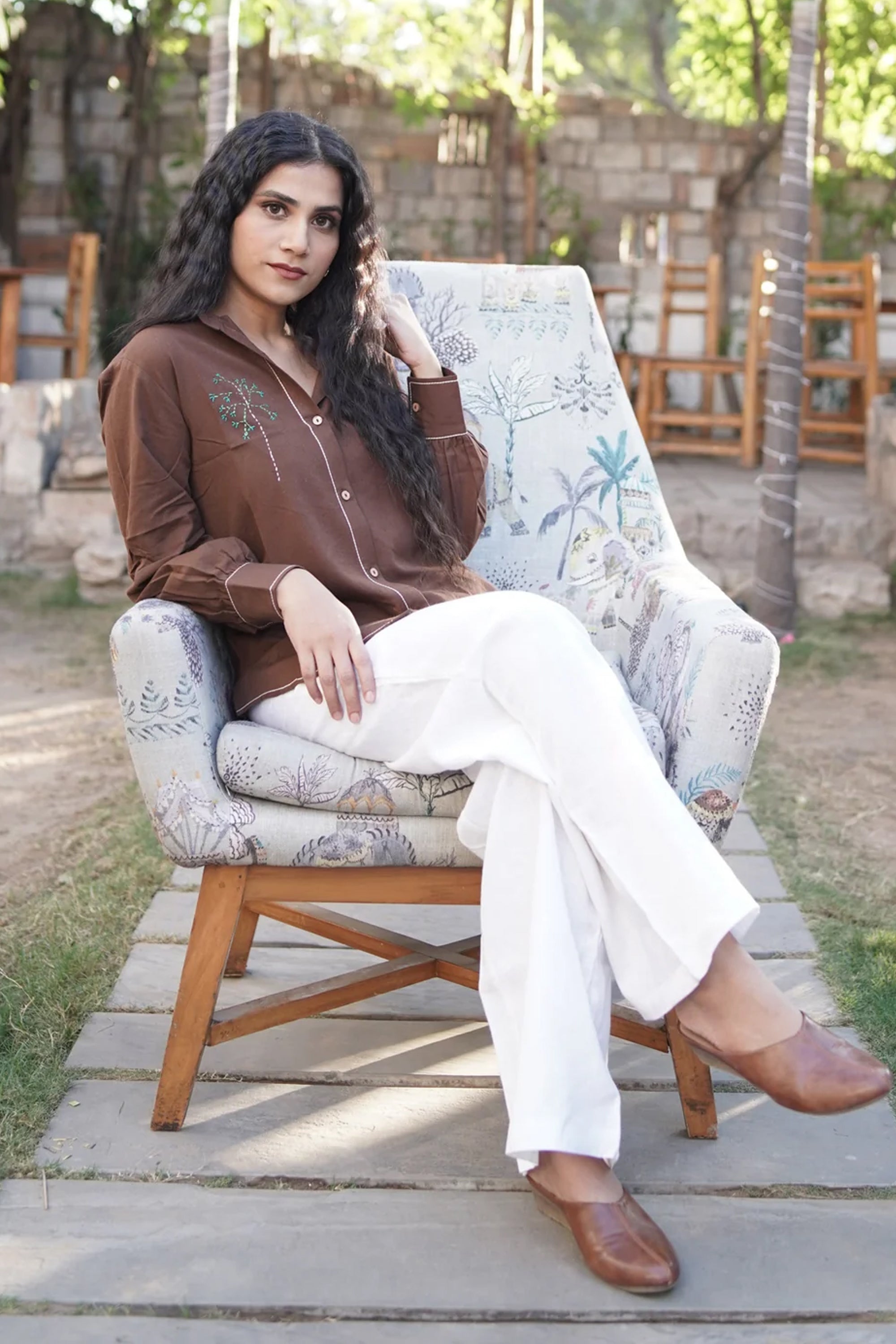 DARK BROWN PALM SHIRT