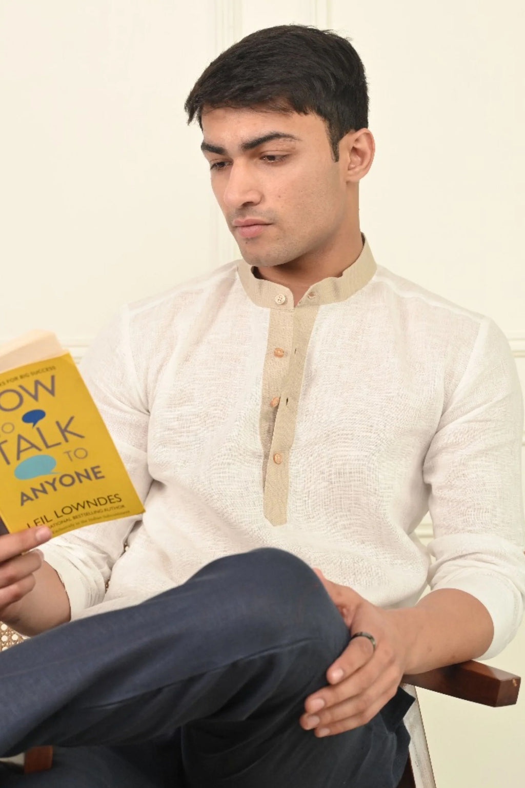 Pure Linen Mandarin Collar Comfortable Kurta