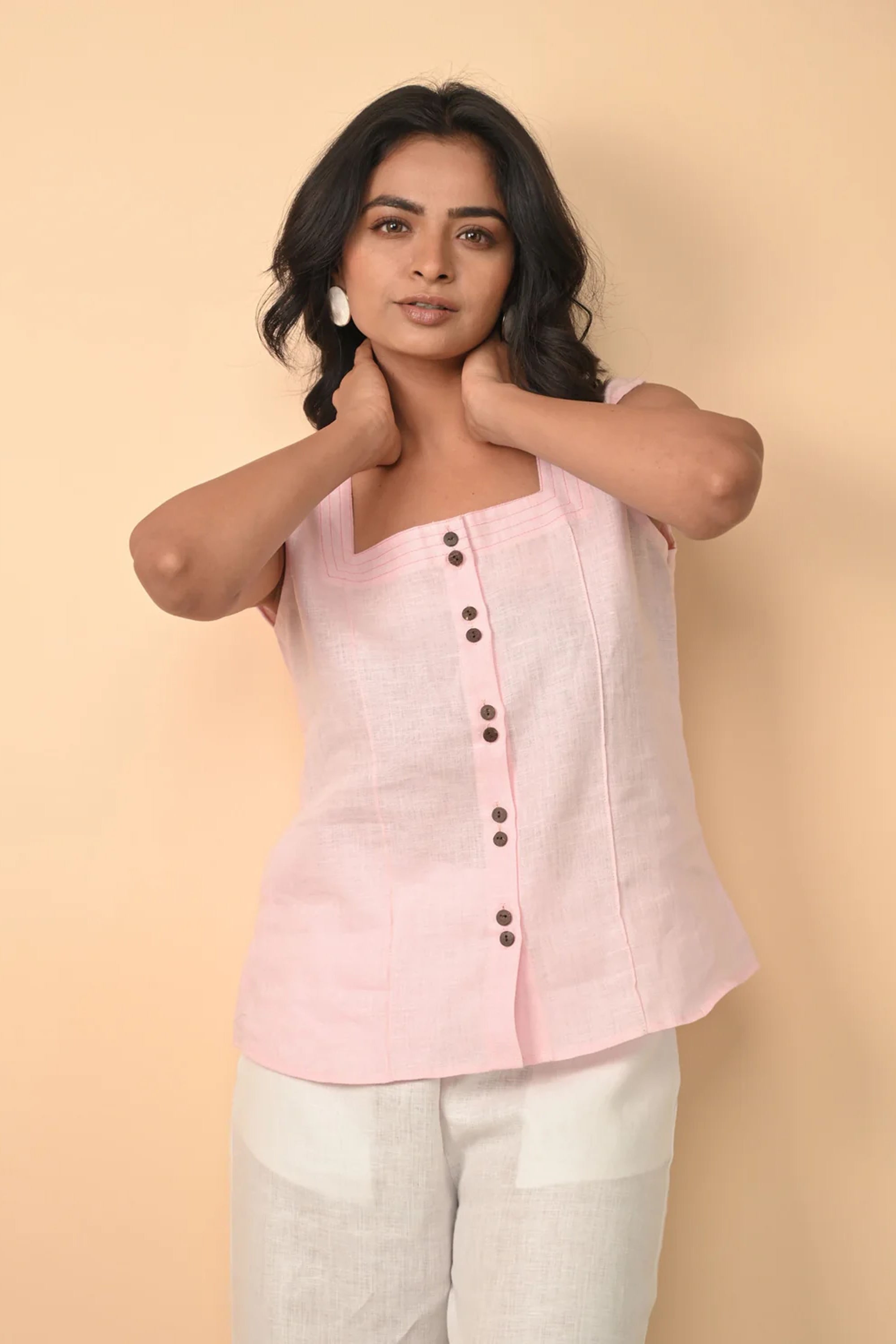 Pure Linen Pink Short Top