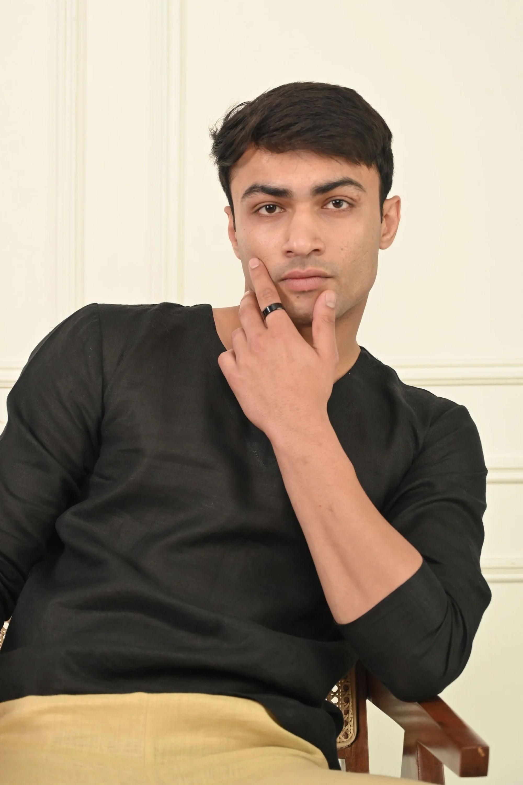 Pure Linen V Neck Casual Kurta