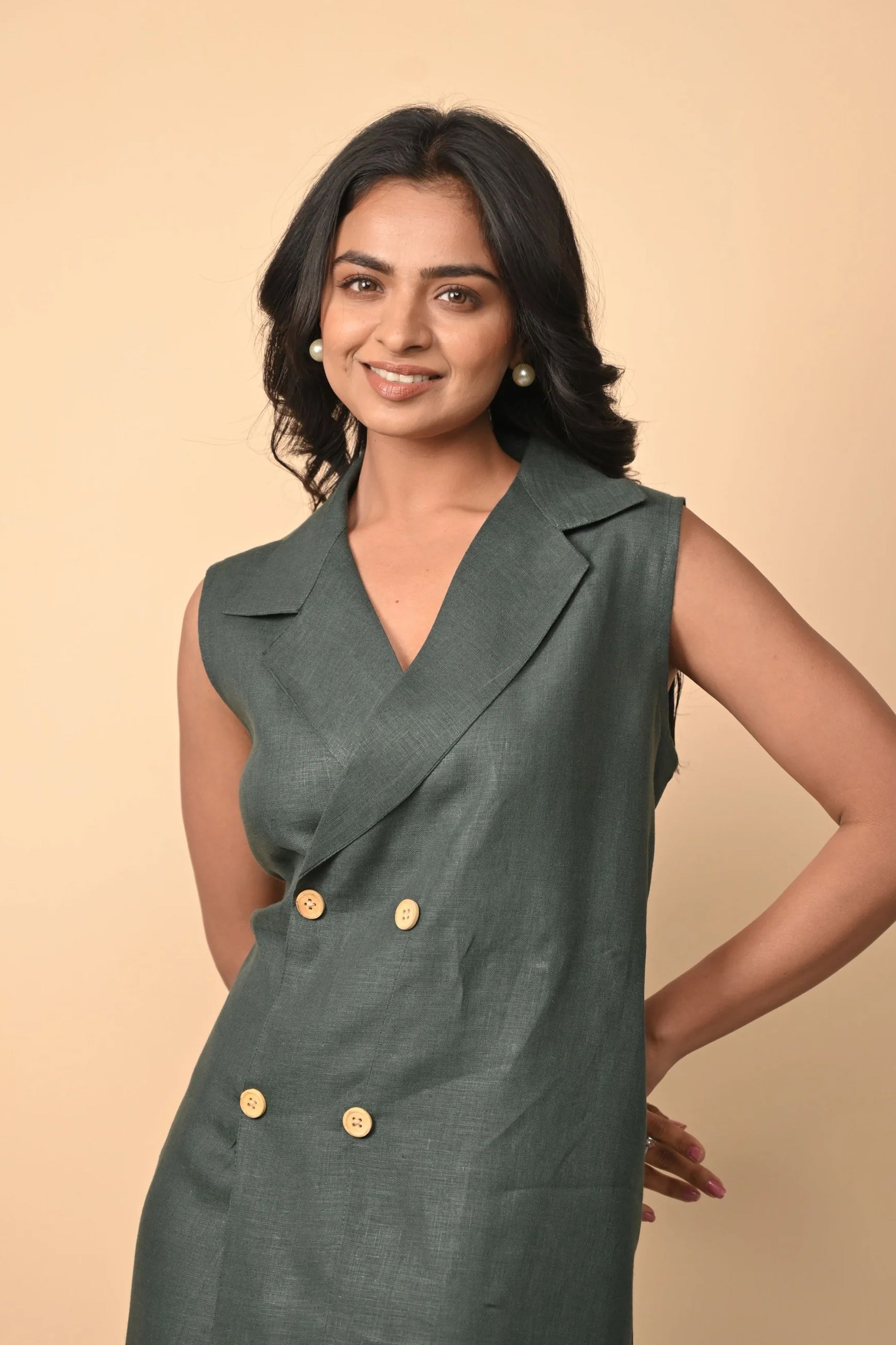 Pure Linen Blazer Dress