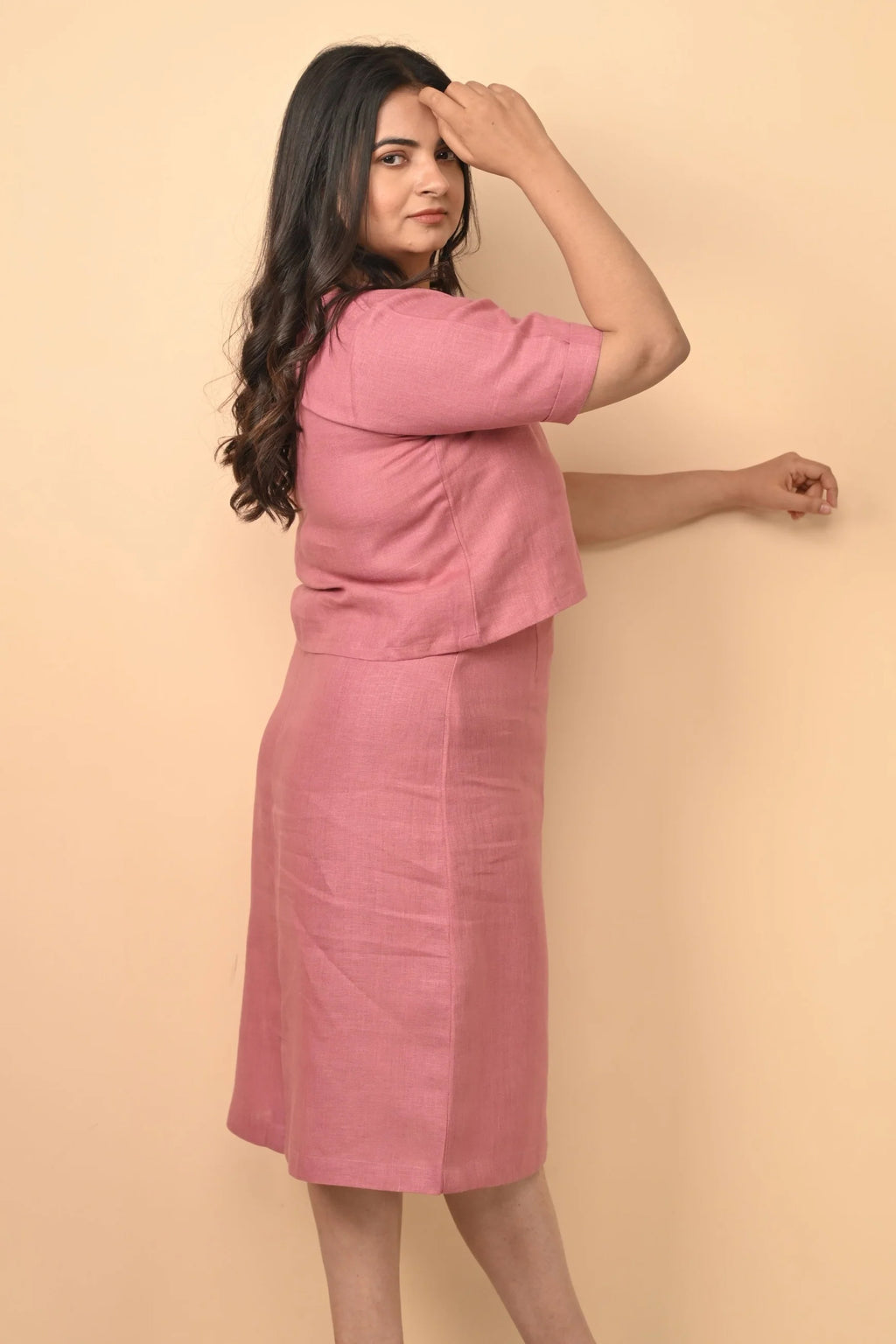 Pure Linen Skirt With Short Top
