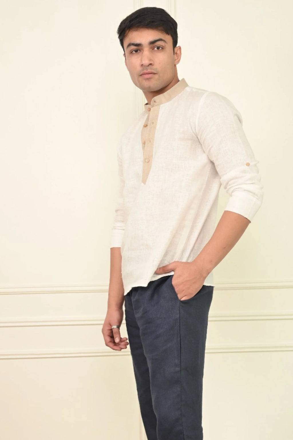 Pure Linen Mandarin Collar Comfortable Kurta