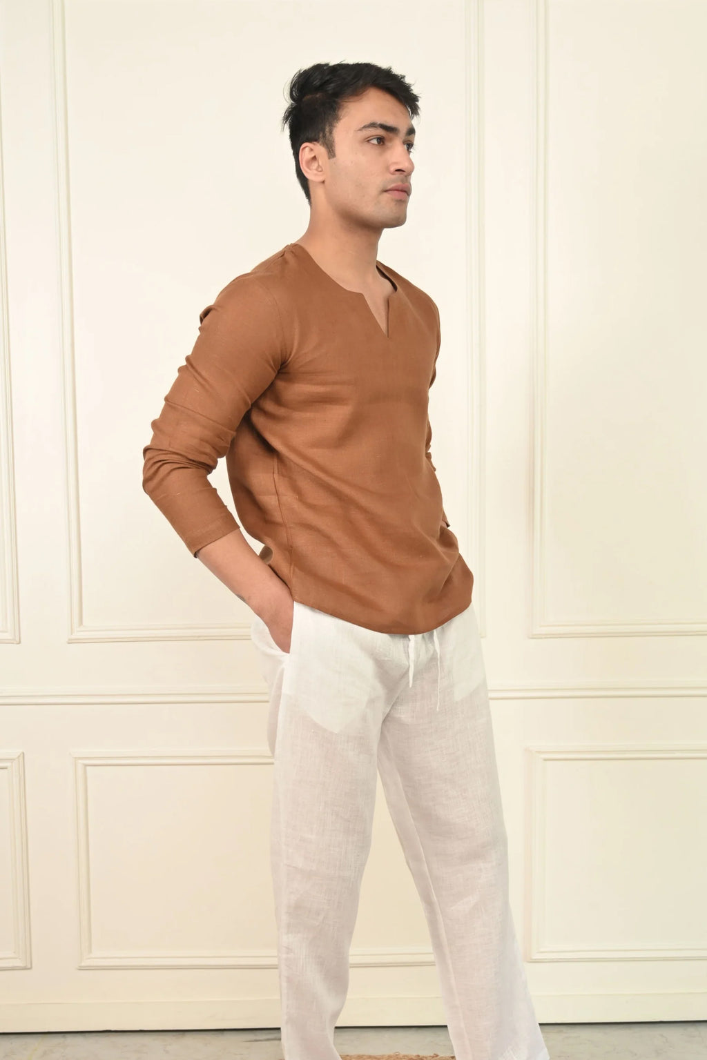 Pure Linen Semi Formal Kurta