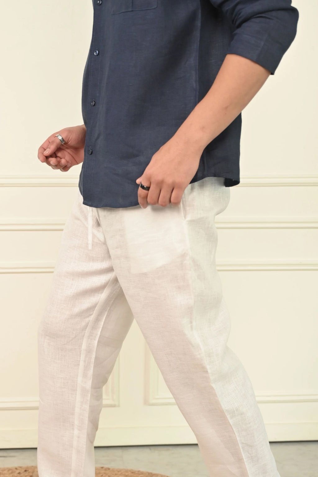 Pure Linen Full Sleeves V Neck Desirable Kurta