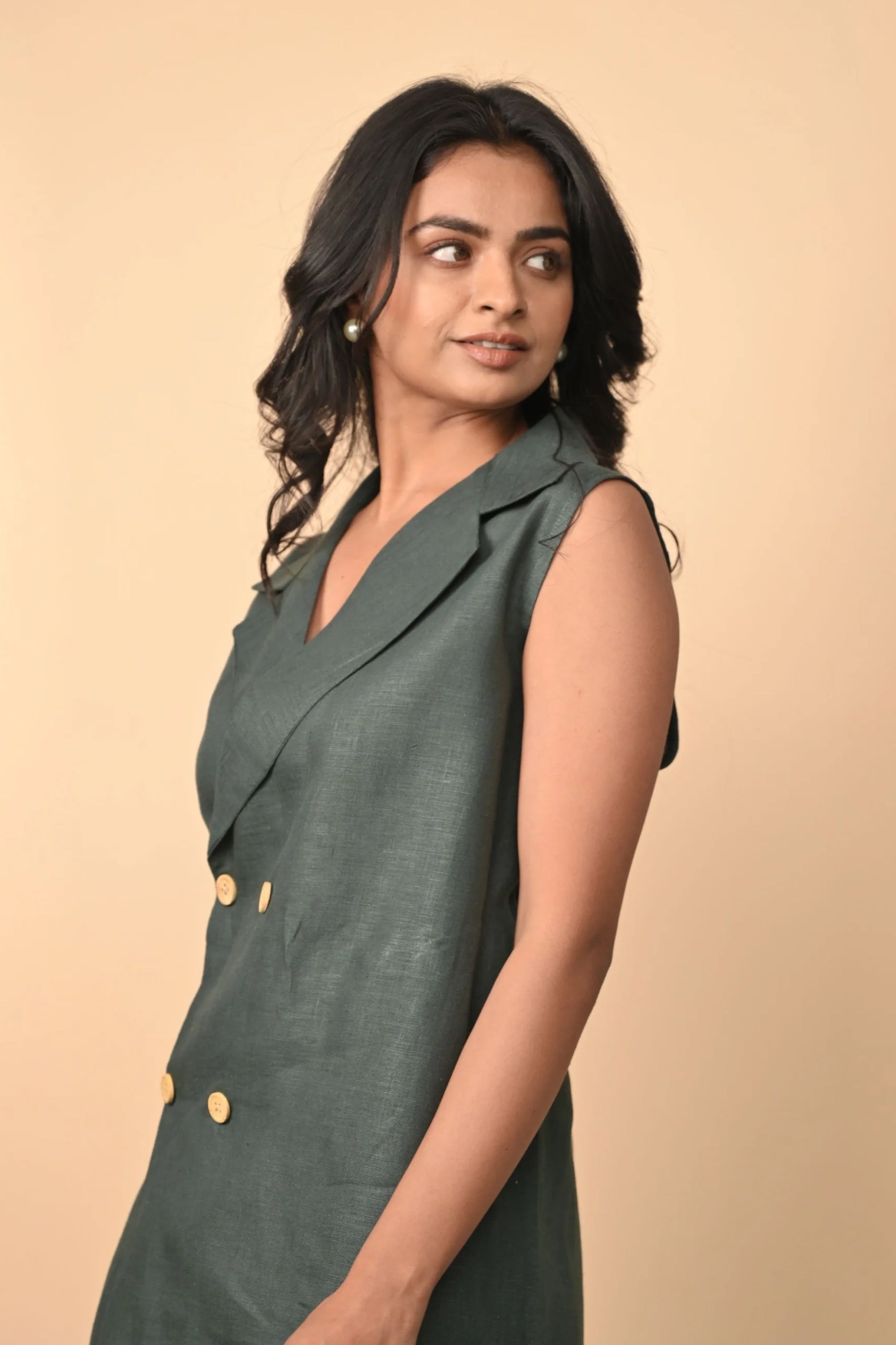 Pure Linen Blazer Dress