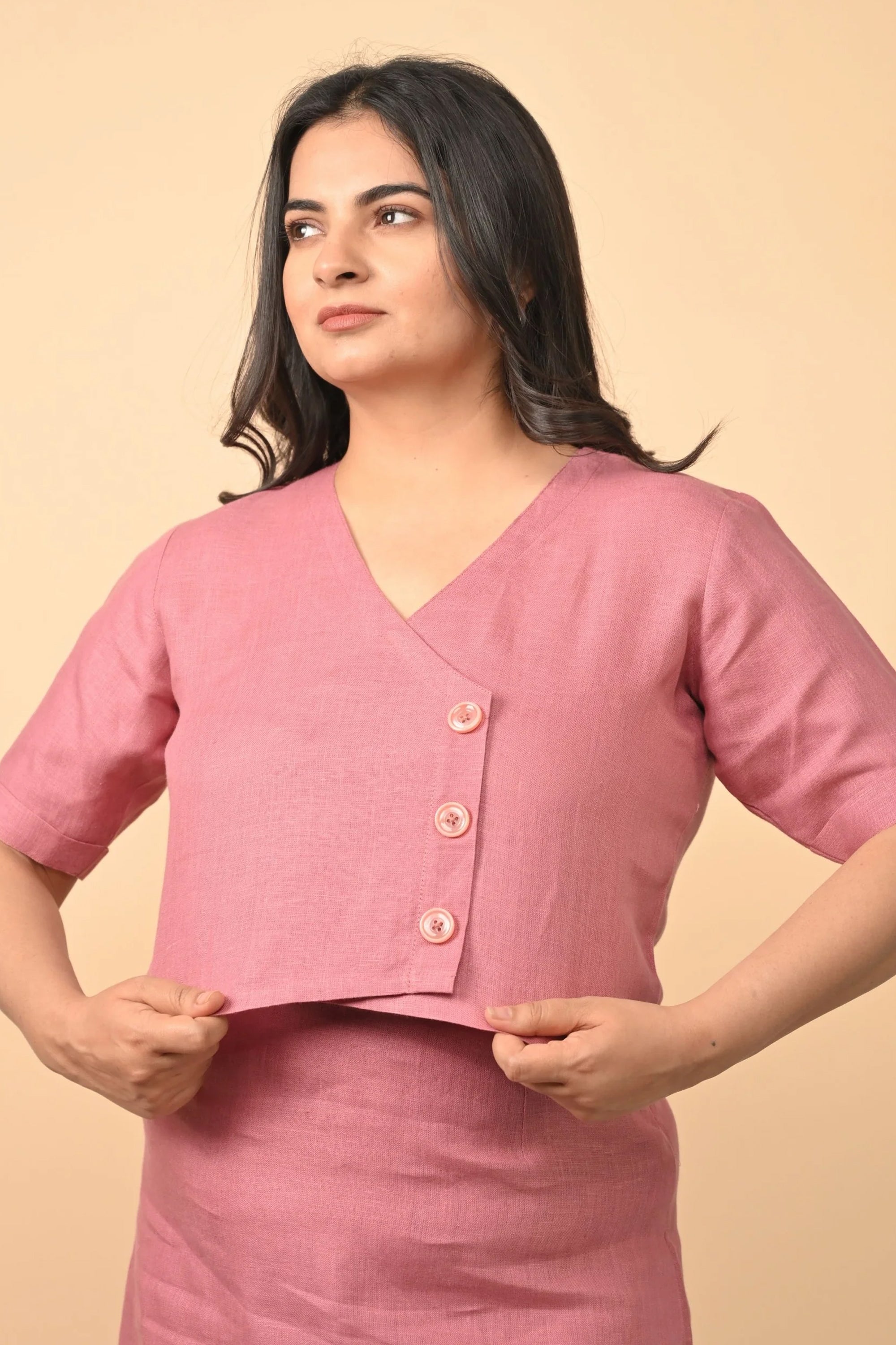 Pure Linen Skirt With Short Top