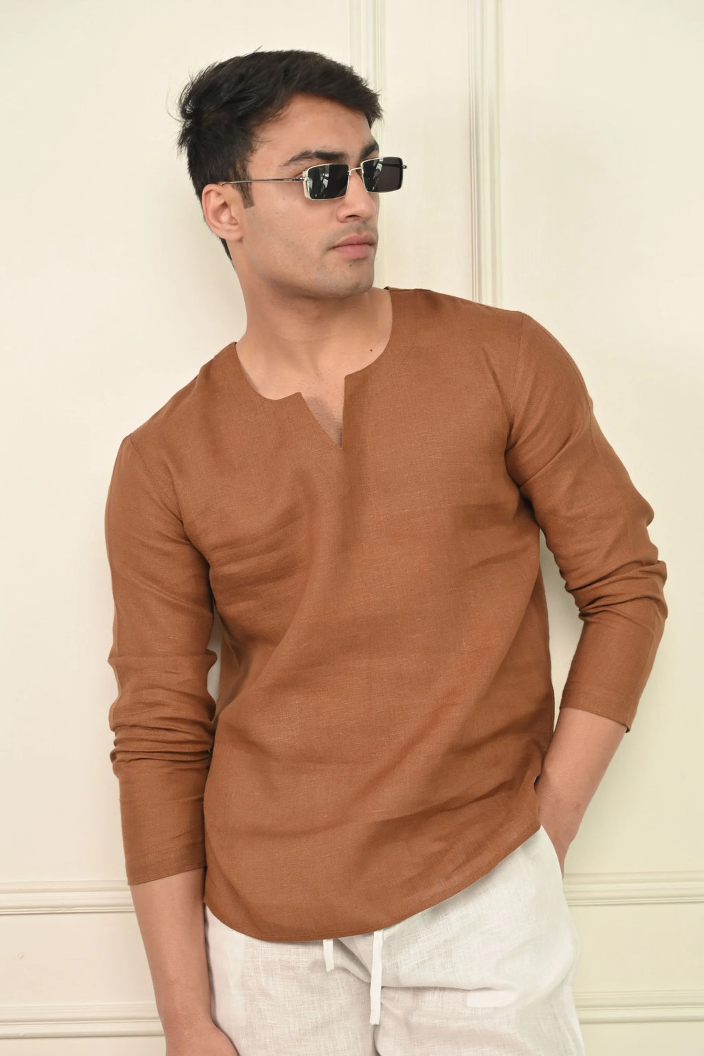 Pure Linen Semi Formal Kurta