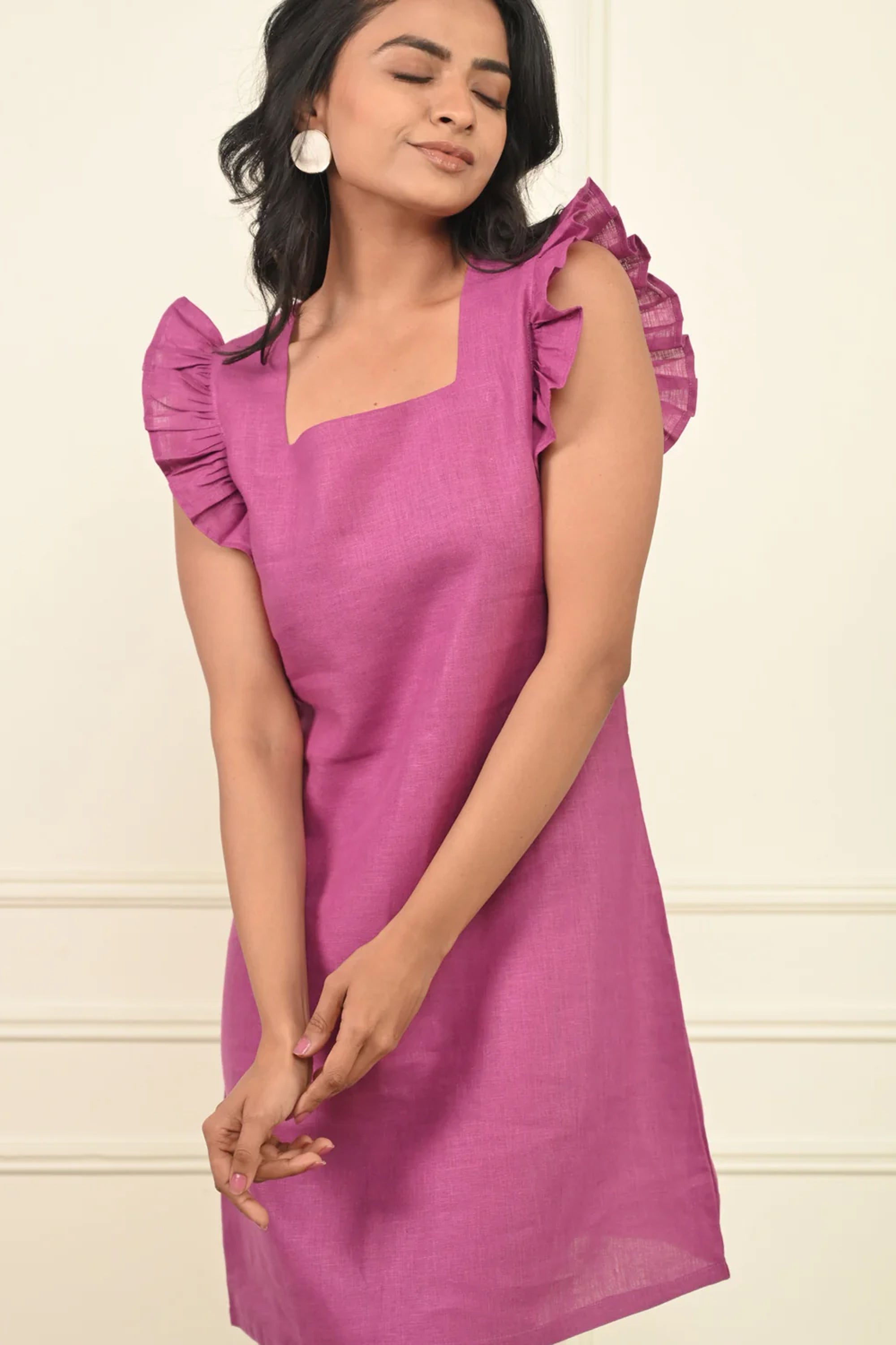 Pure Linen Pink Modish Dress