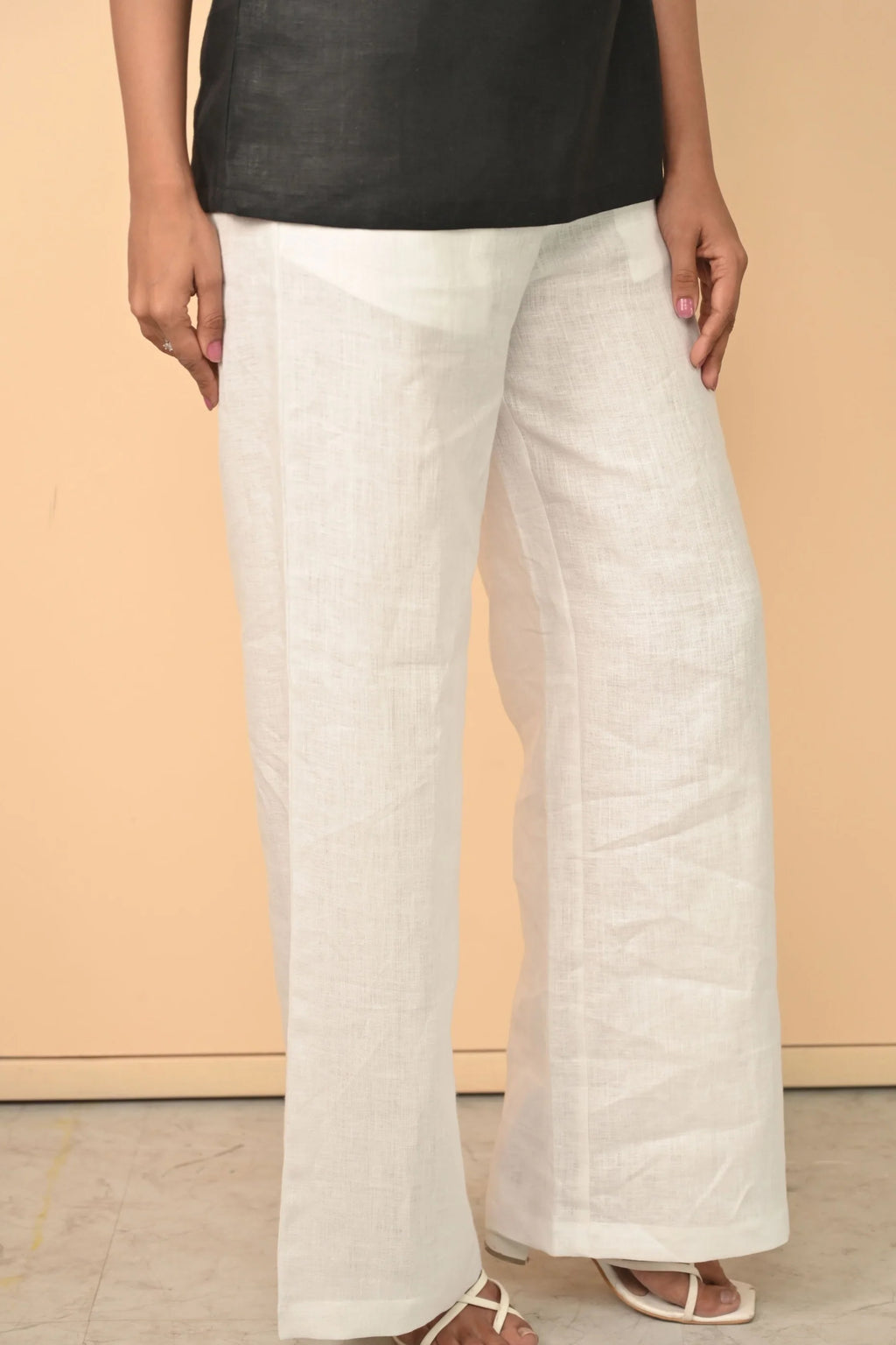 Pure Linen Black One Shoulder Top