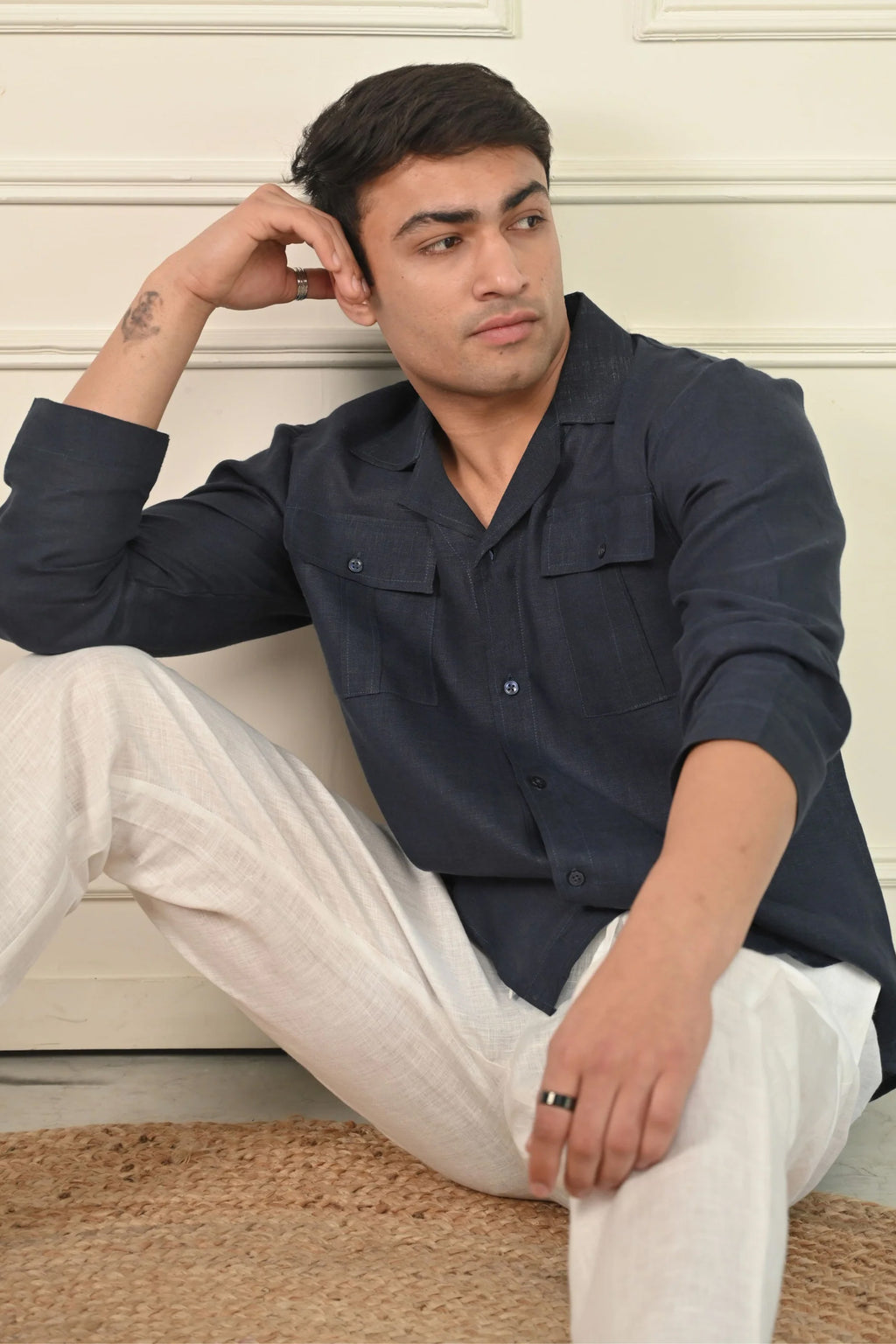 Pure Linen Full Sleeves V Neck Desirable Kurta