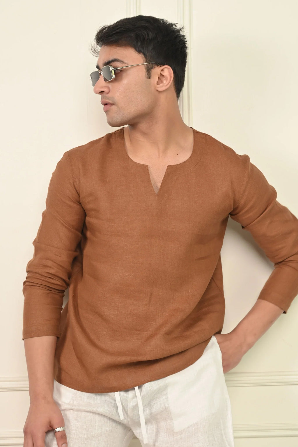 Pure Linen Semi Formal Kurta