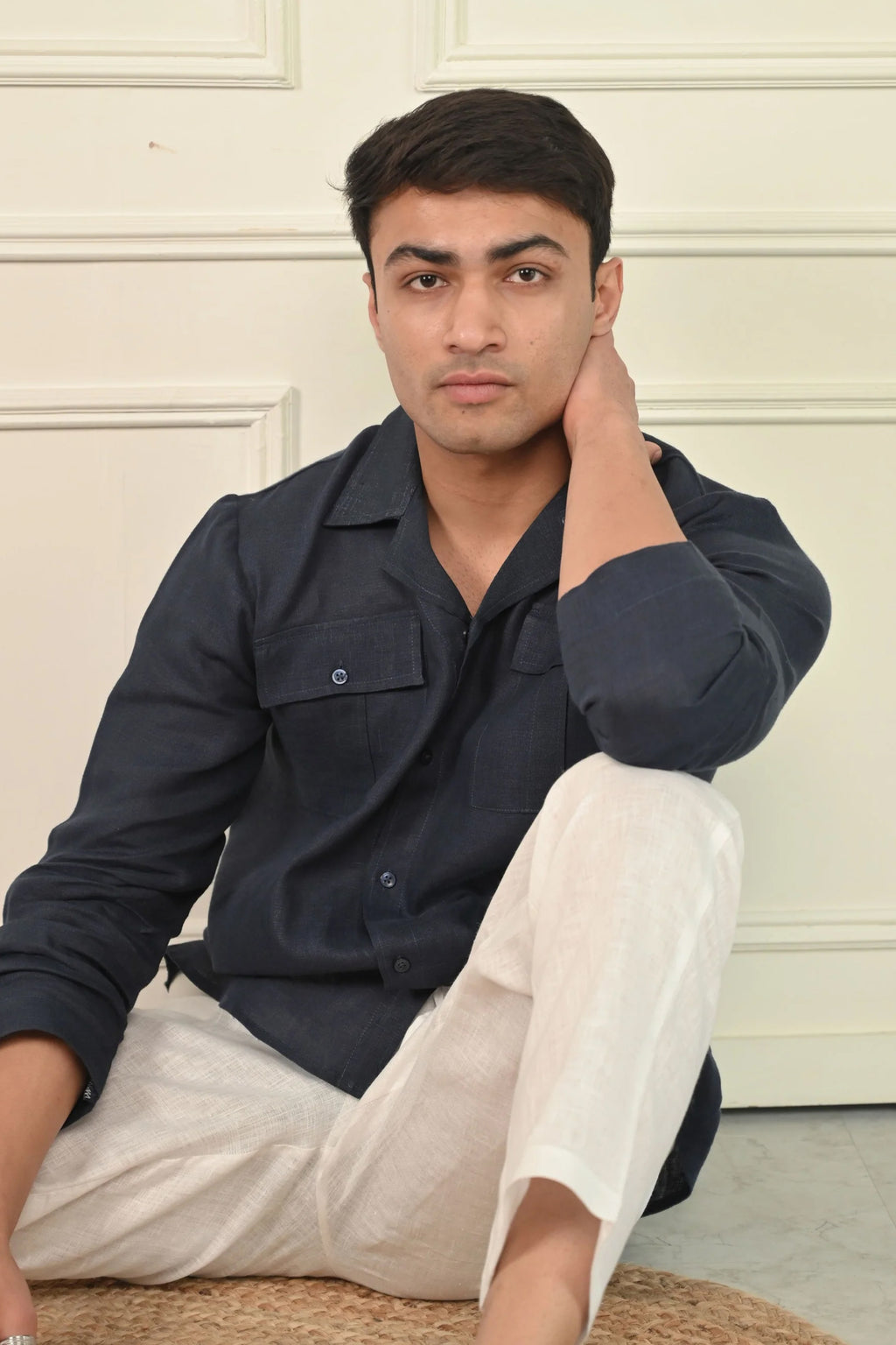 Pure Linen Full Sleeves V Neck Desirable Kurta