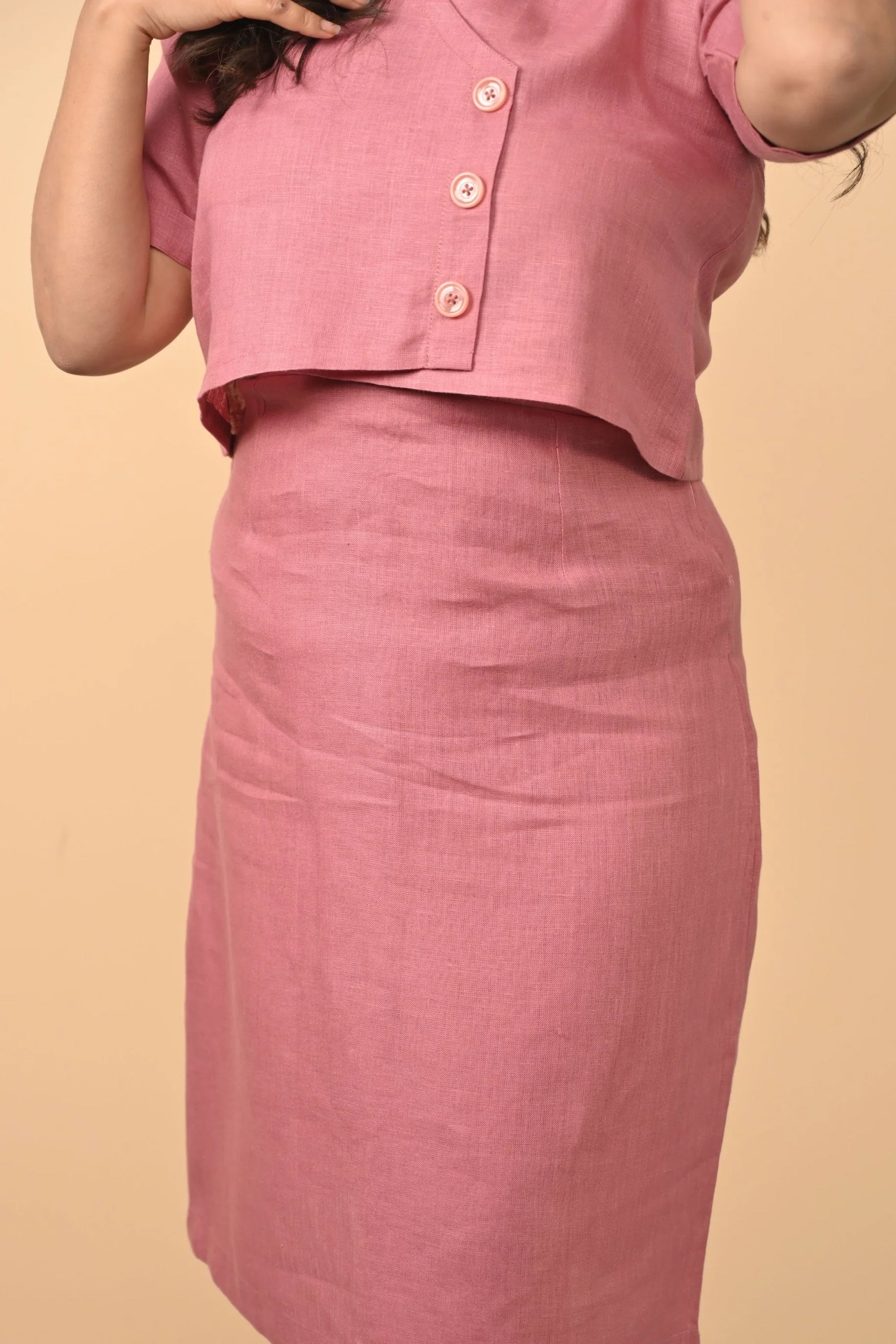 Pure Linen Skirt With Short Top