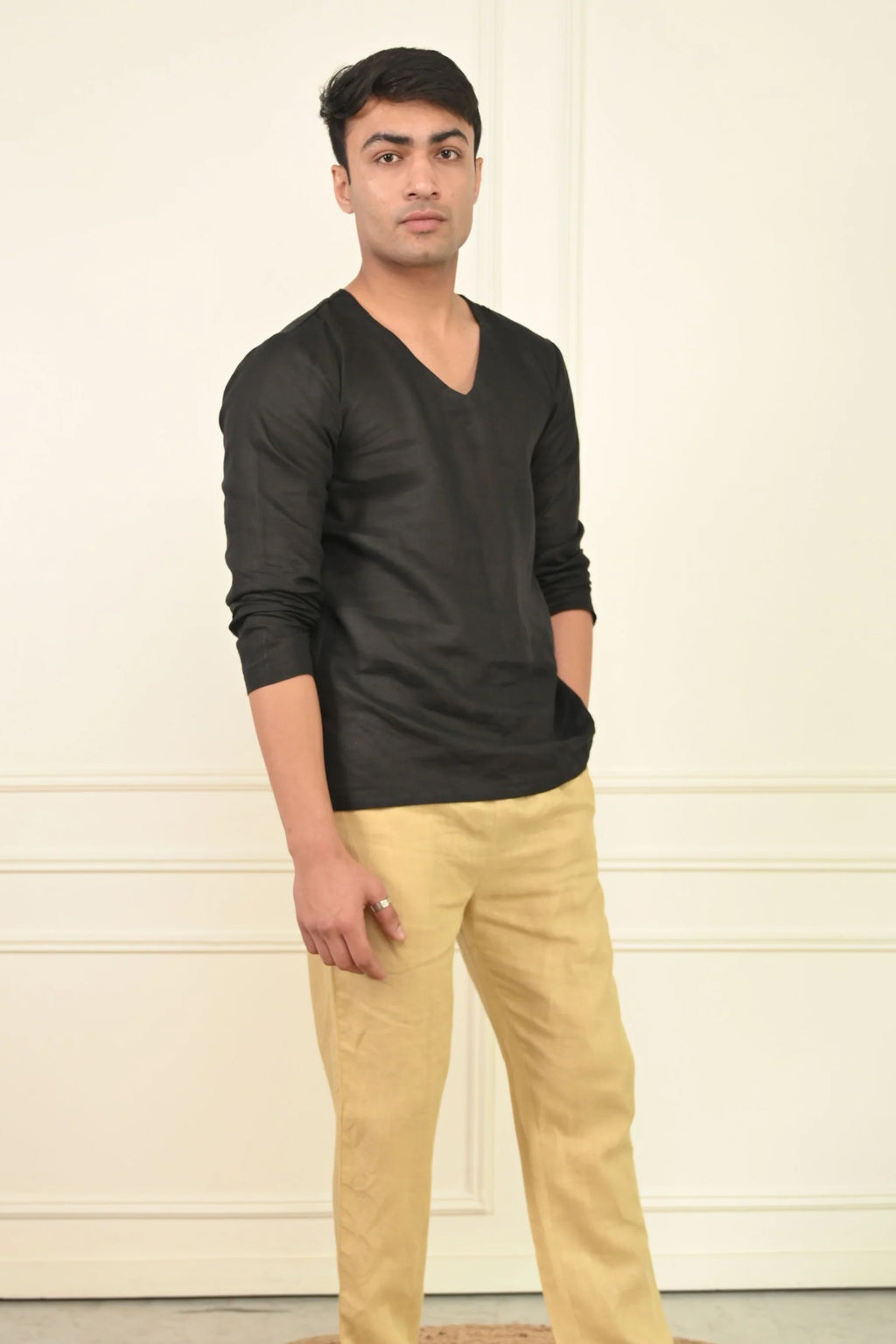 Pure Linen V Neck Casual Kurta