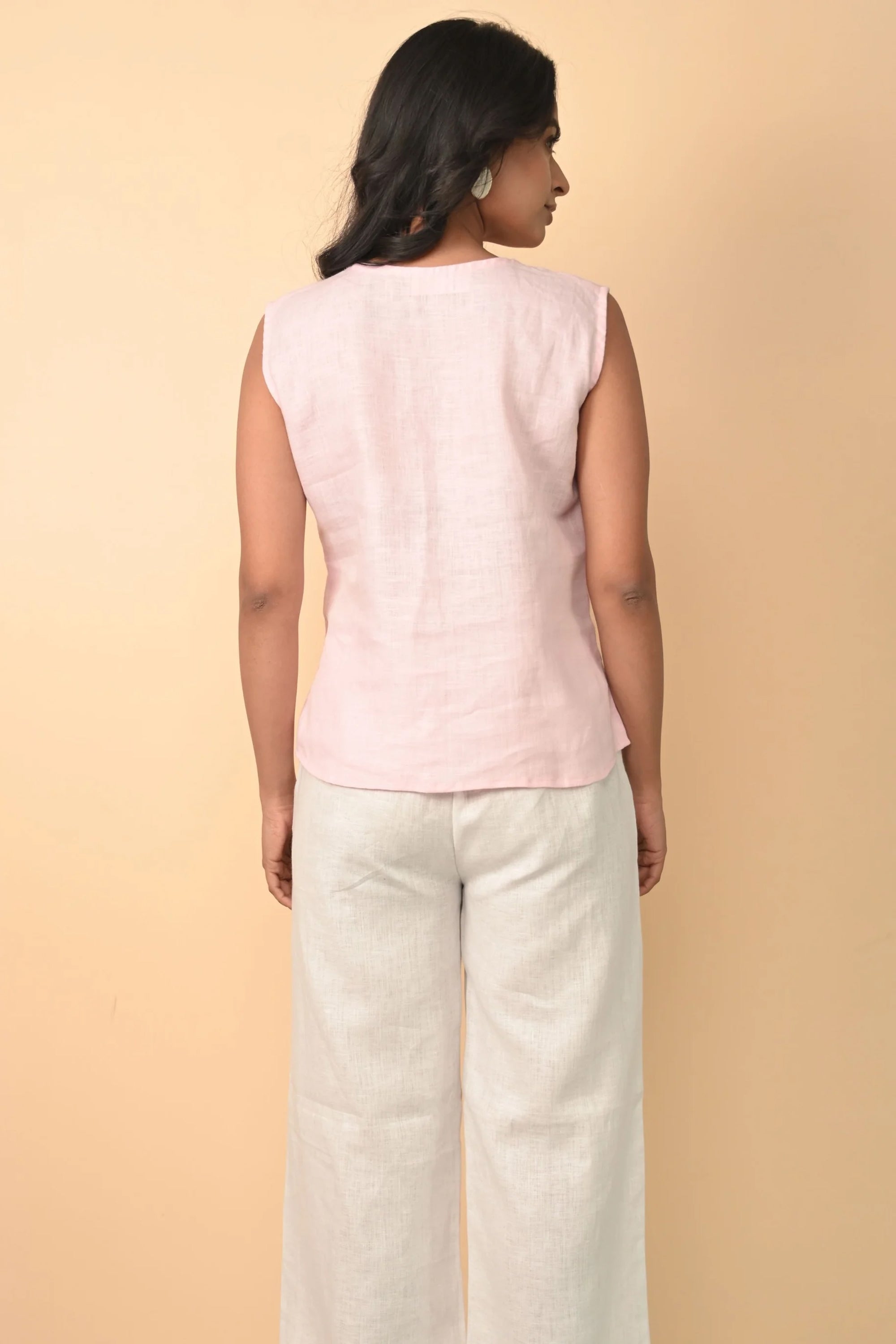 Pure Linen White Wide Leg Pant